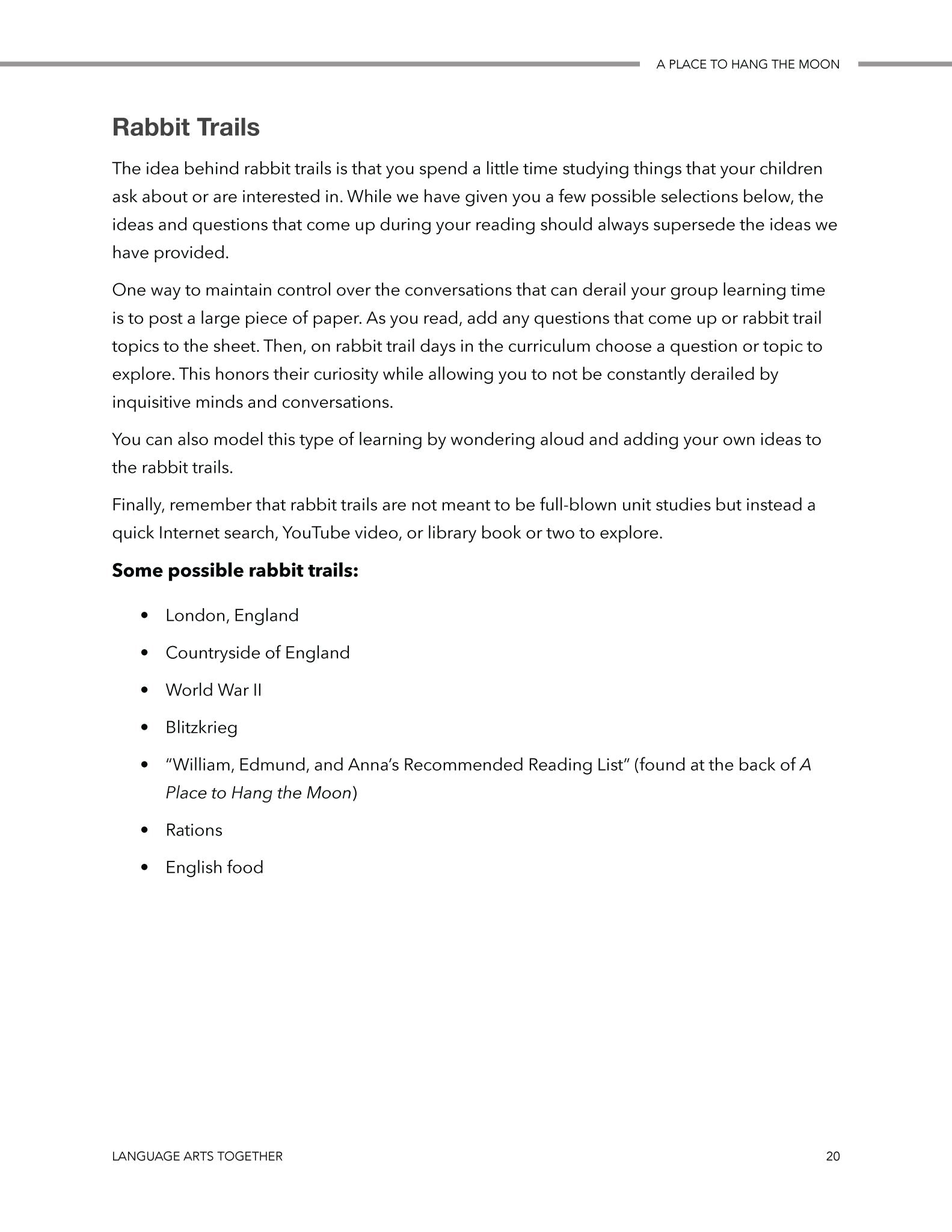 A Place to Hang the Moon Language Arts Together - Homeschool Better Together