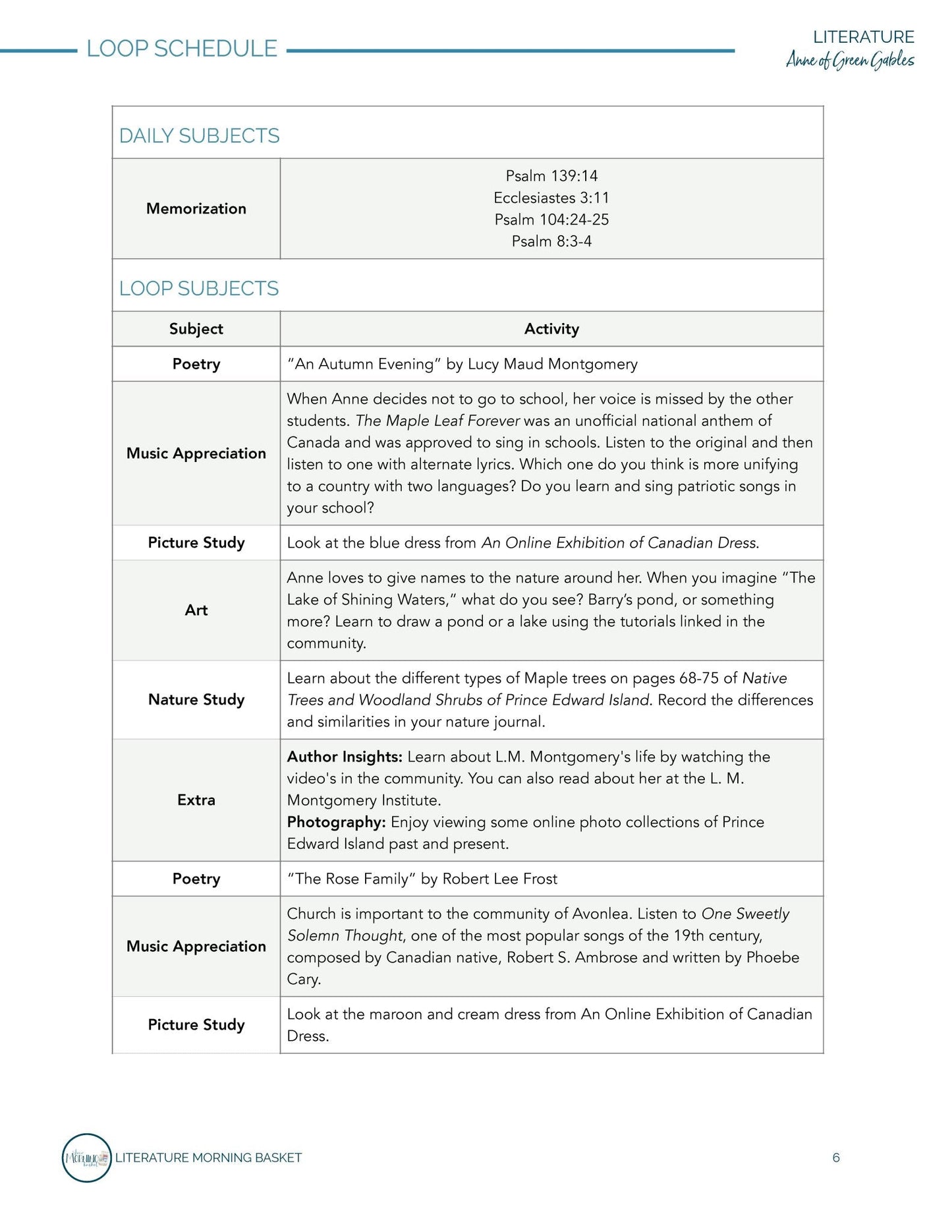 Anne of Green Gables Morning Time Plans - Homeschool Better Together