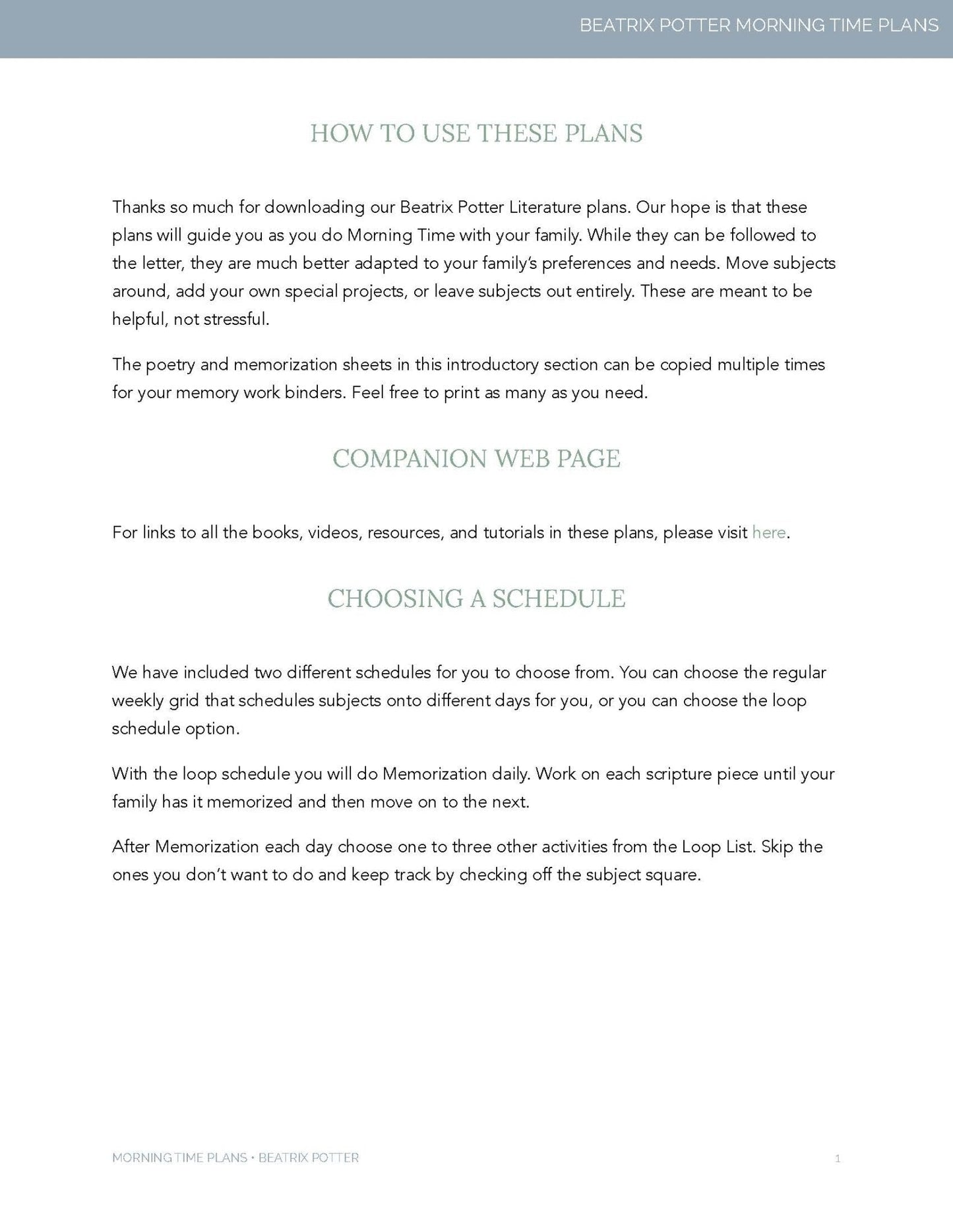 Beatrix Potter Morning Time Plans - Homeschool Better Together