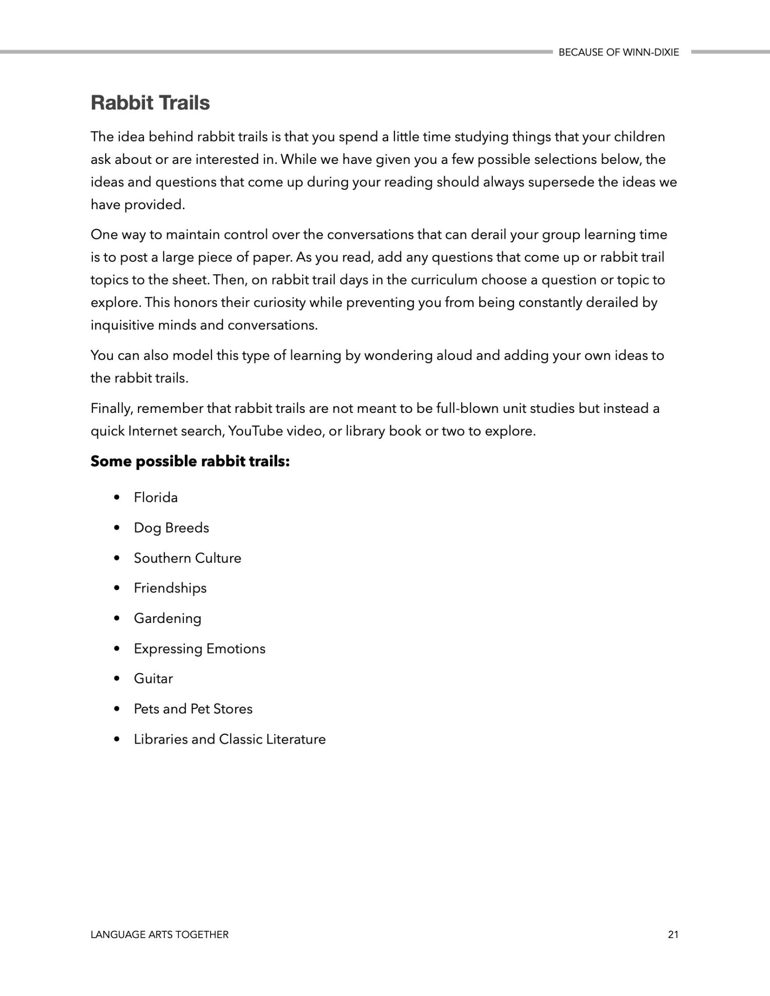 Because of Winn - Dixie Language Arts Together - Homeschool Better Together