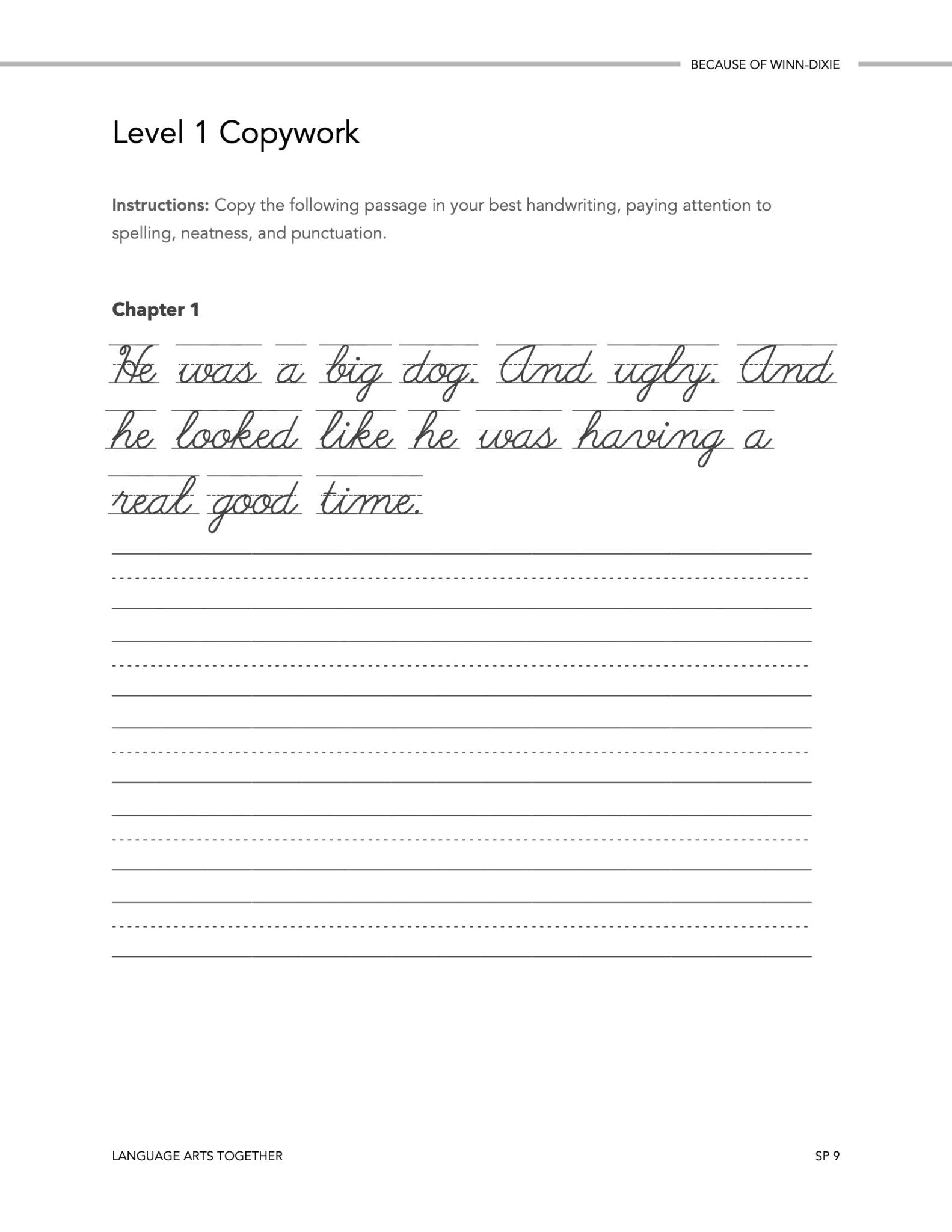 Because of Winn - Dixie Language Arts Together - Homeschool Better Together