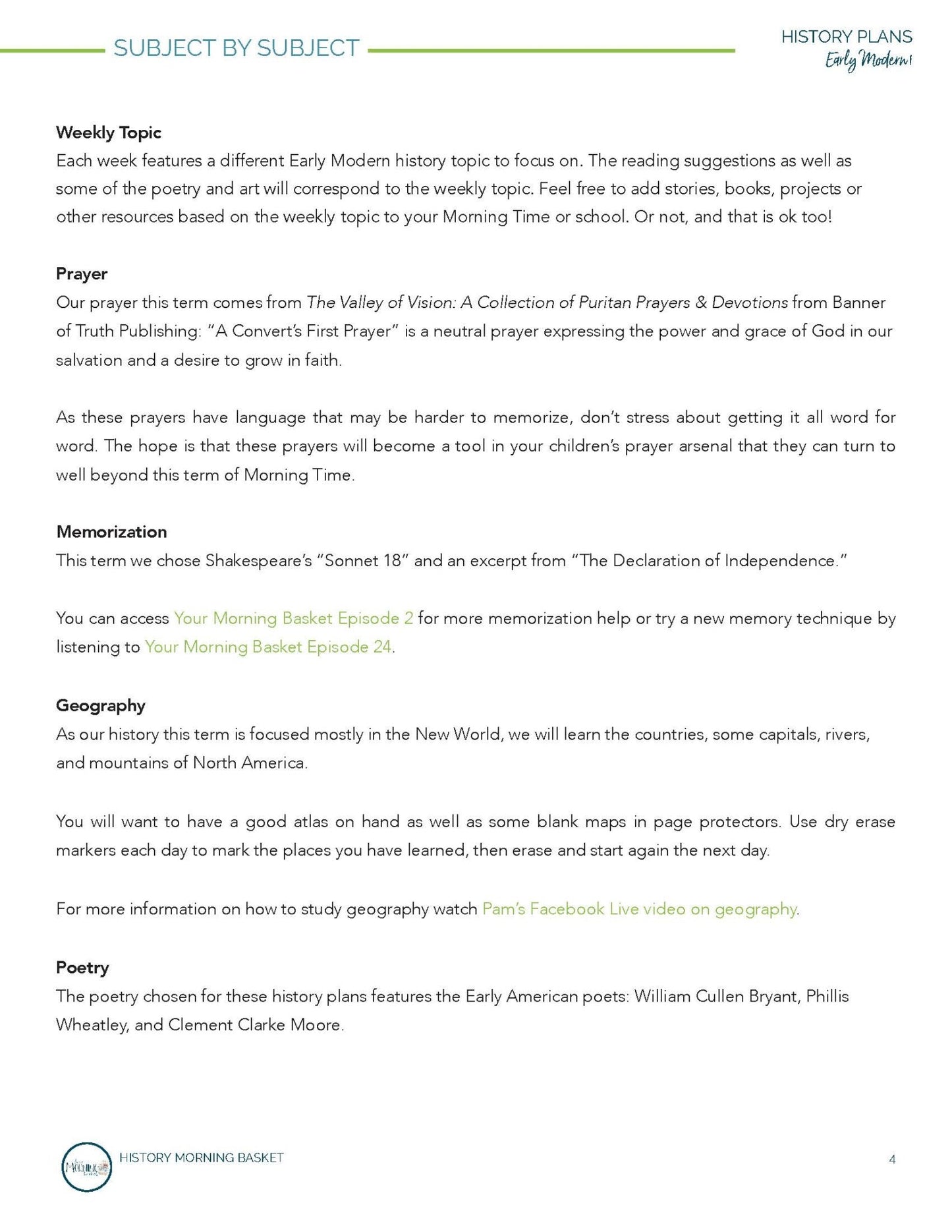 Early Modern History Term 1 Morning Time Plans - Homeschool Better Together