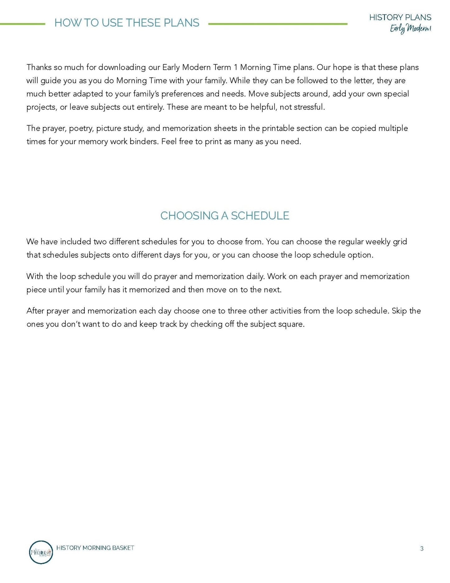 Early Modern History Term 1 Morning Time Plans - Homeschool Better Together