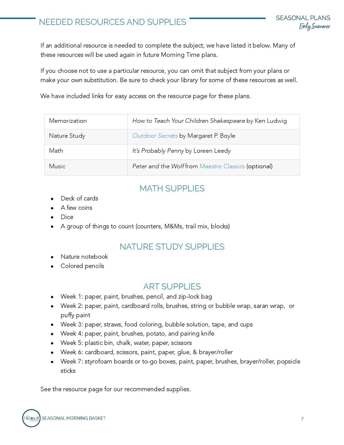 Early Summer Morning Time Plans - Homeschool Better Together