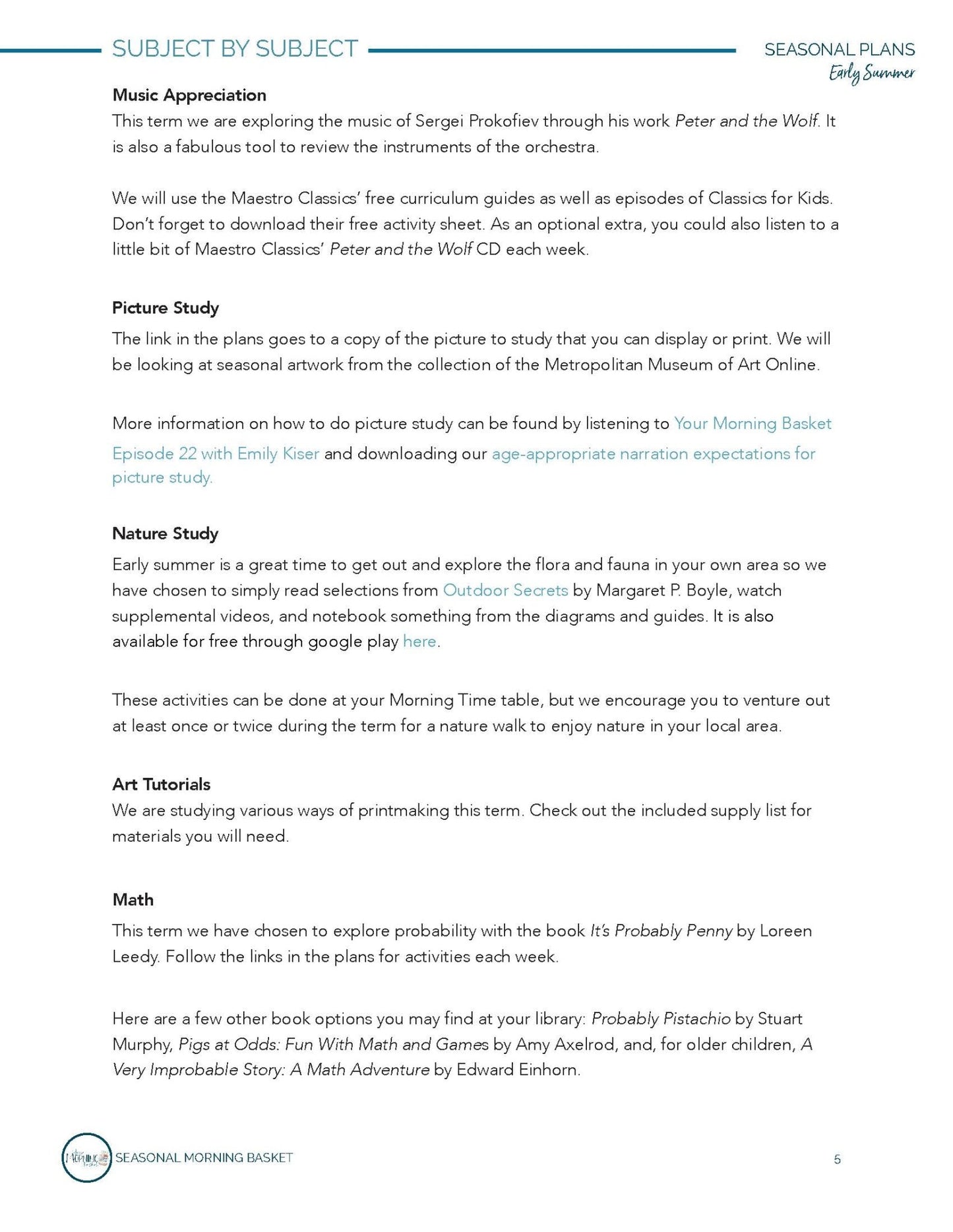 Early Summer Morning Time Plans - Homeschool Better Together