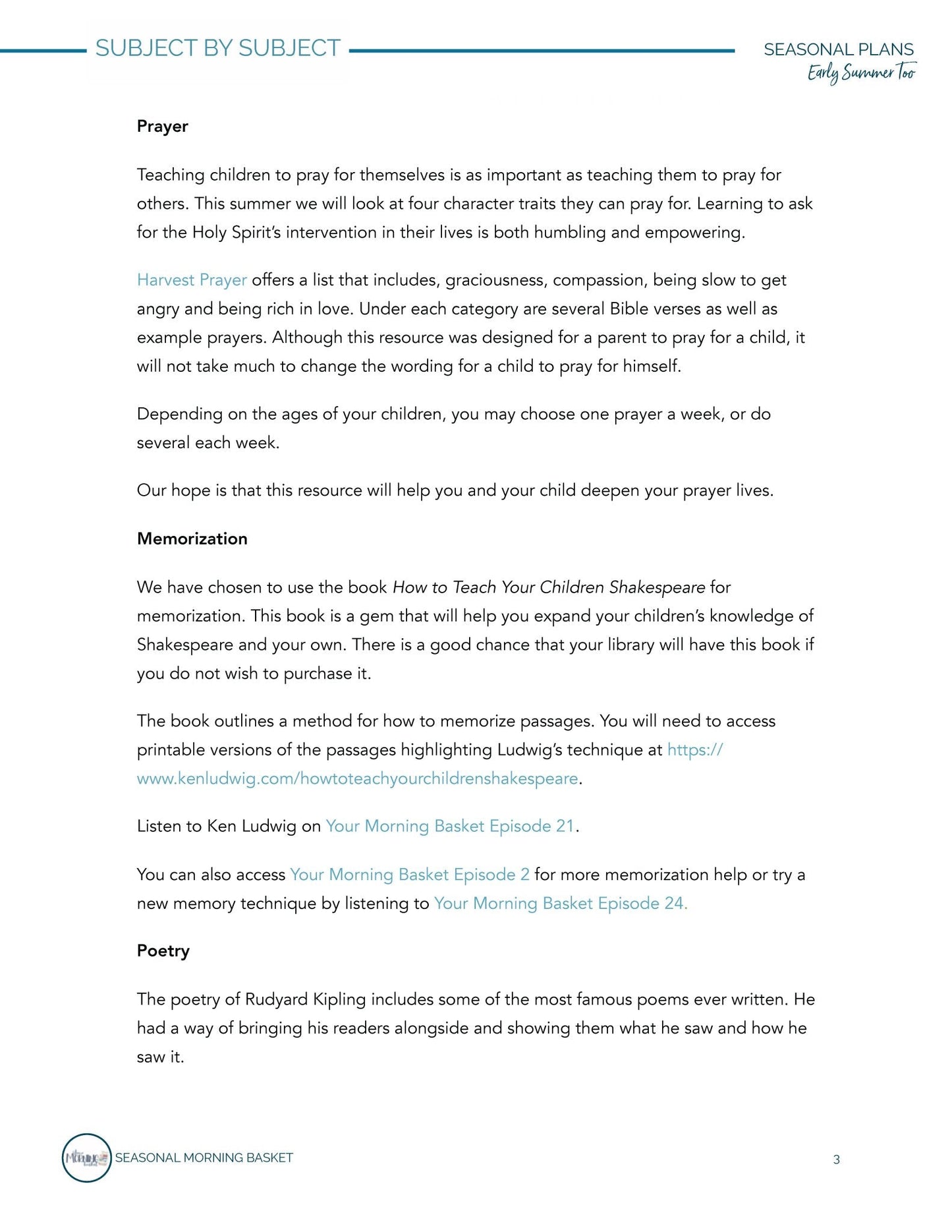 Early Summer Too Morning Time Plans - Homeschool Better Together