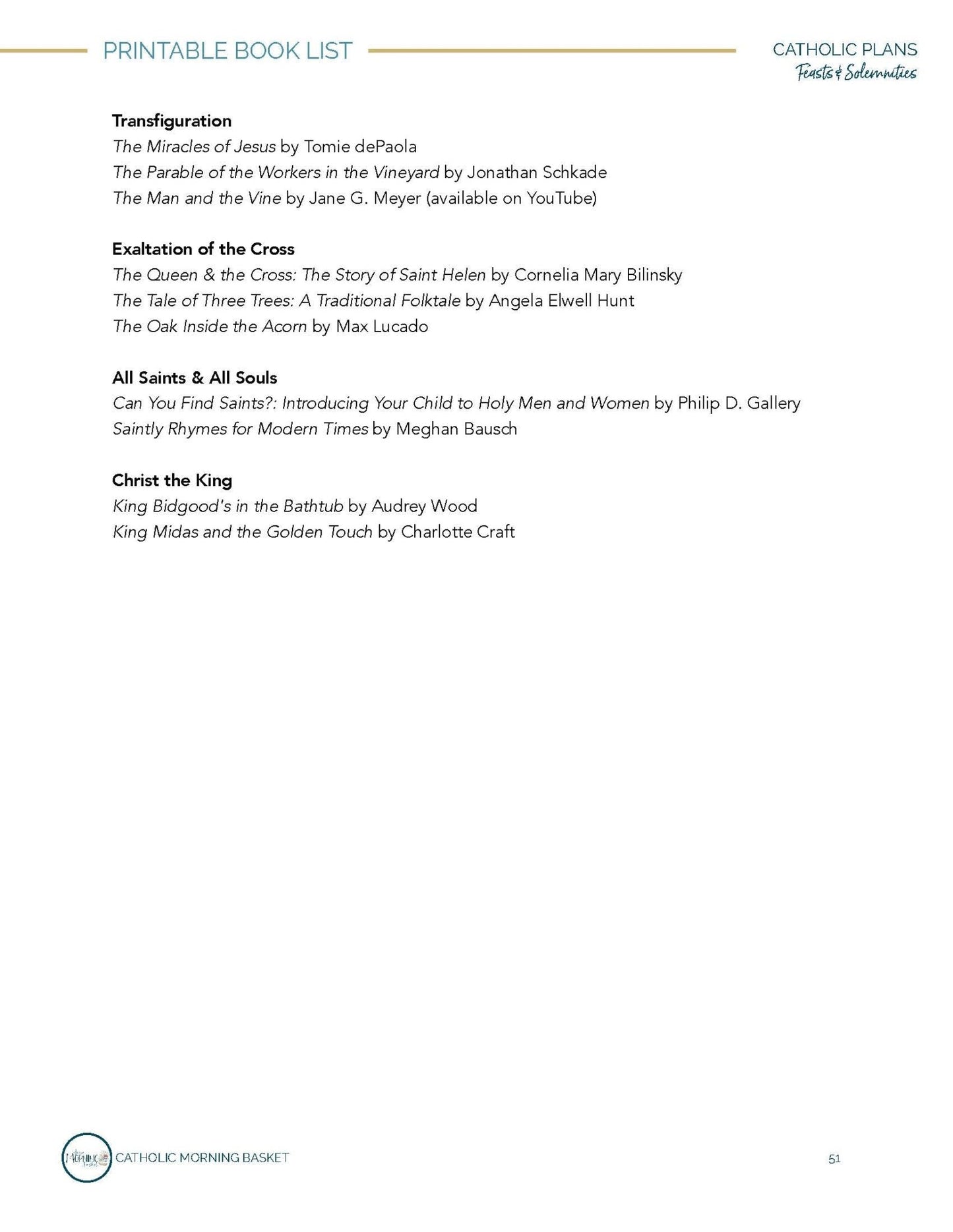 Feasts and Solemnities Morning Time Plans - Homeschool Better Together