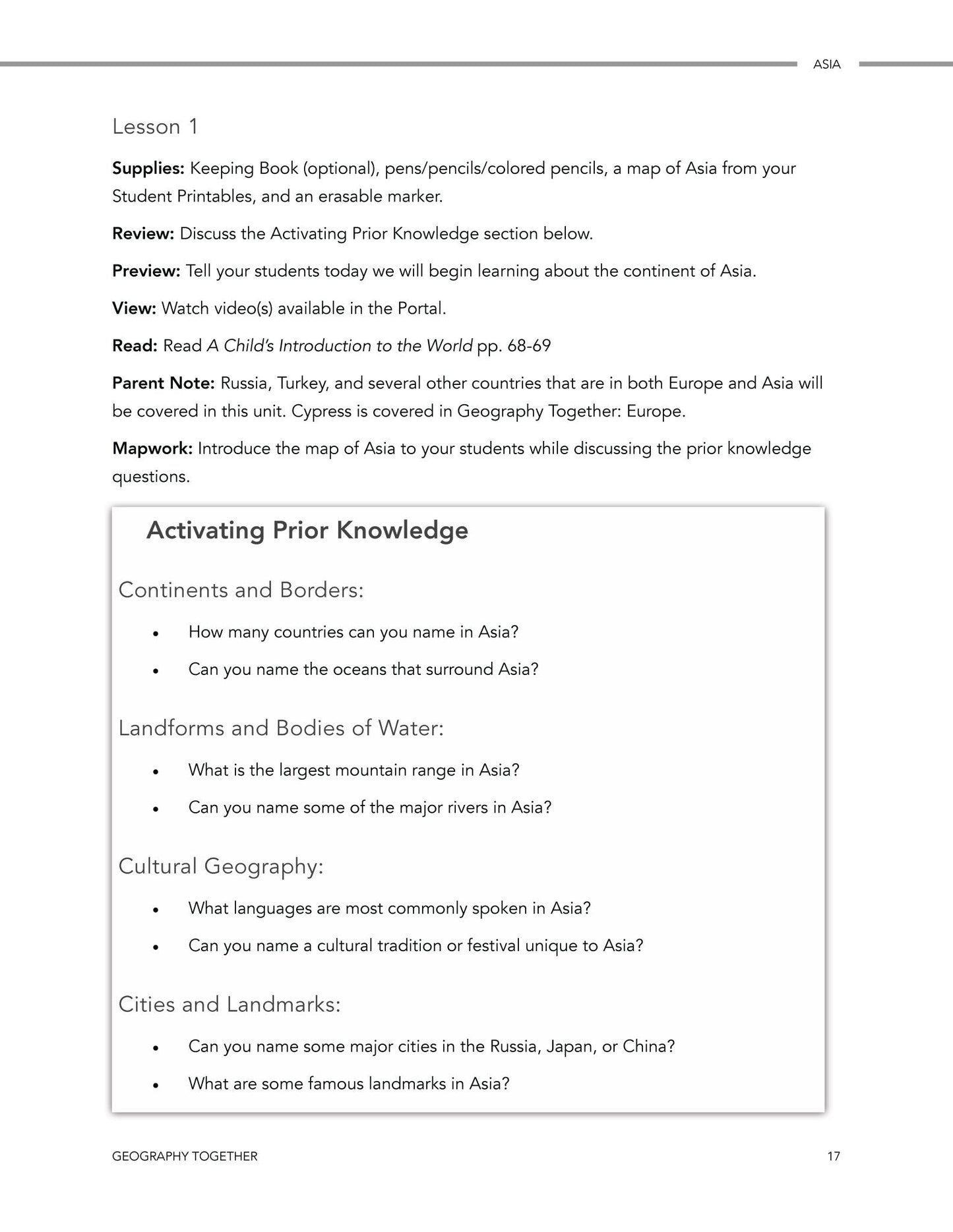 Geography Together: Asia - Homeschool Better Together