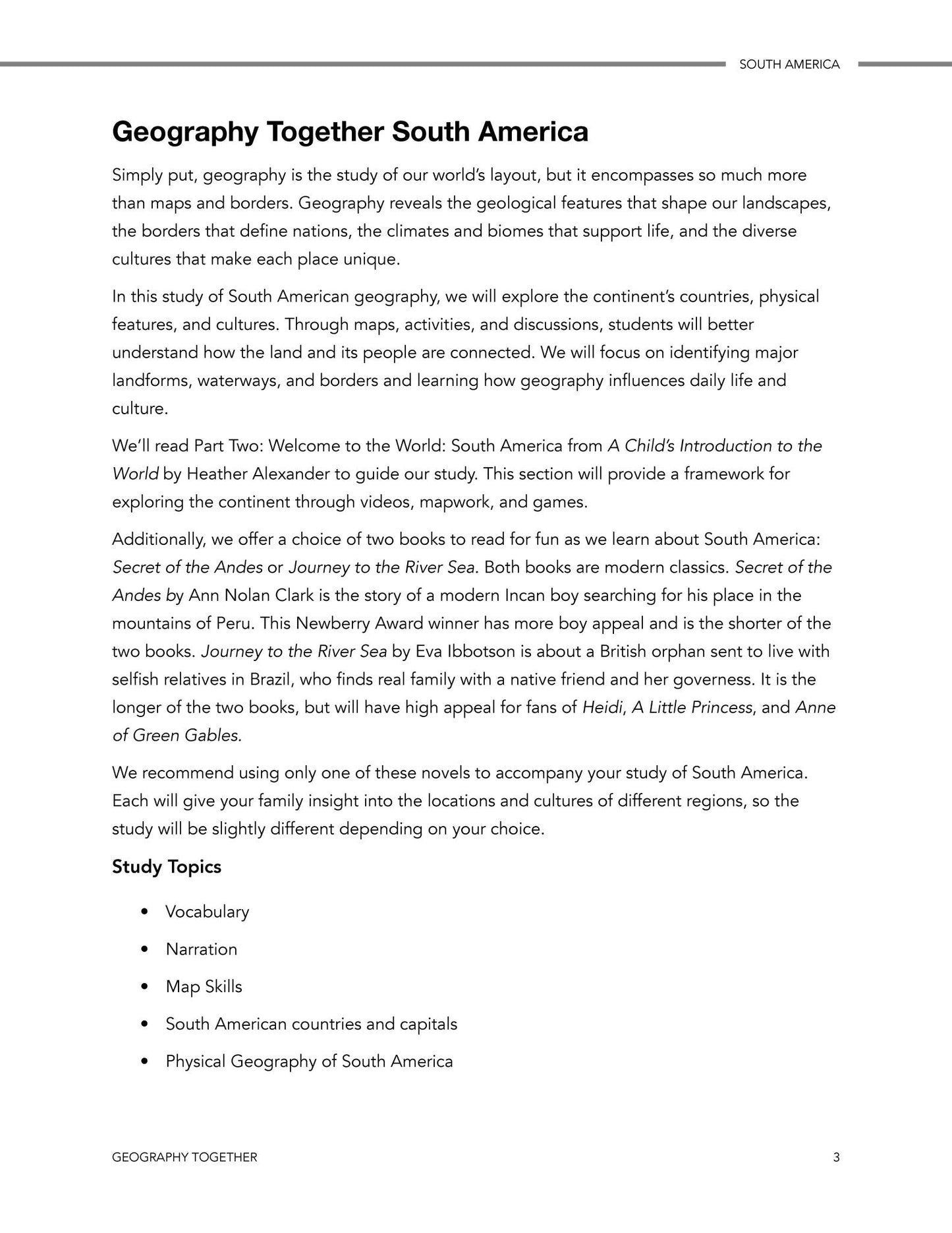 Geography Together: South America - Homeschool Better Together