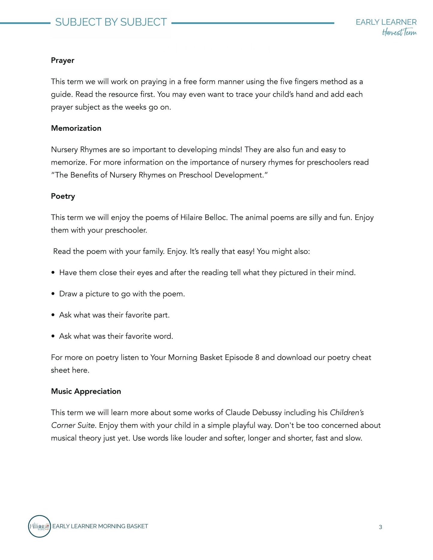 Harvest Term: Early Learner Morning Time Plans - Homeschool Better Together