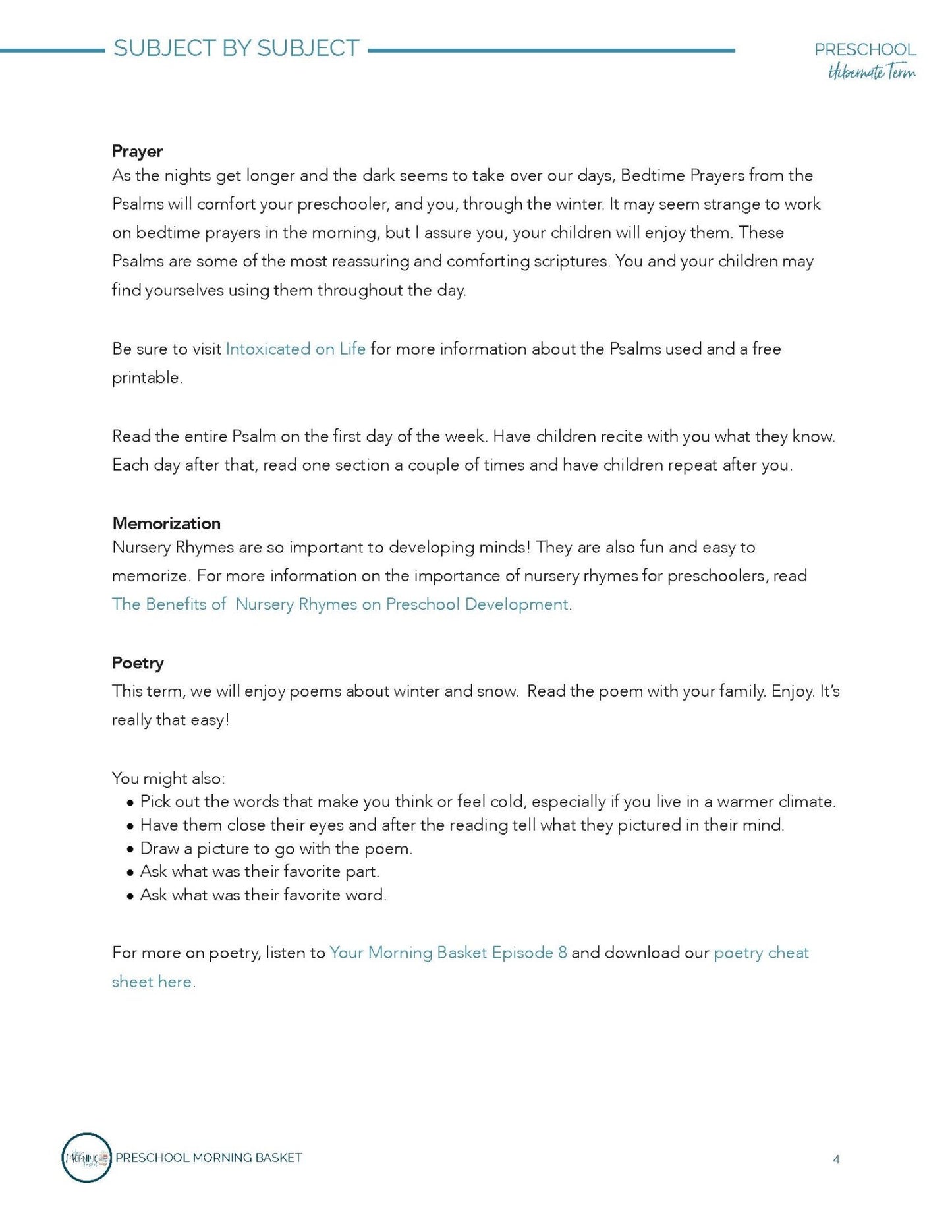 Hibernate Term: Early Learner Morning Time Plans - Homeschool Better Together