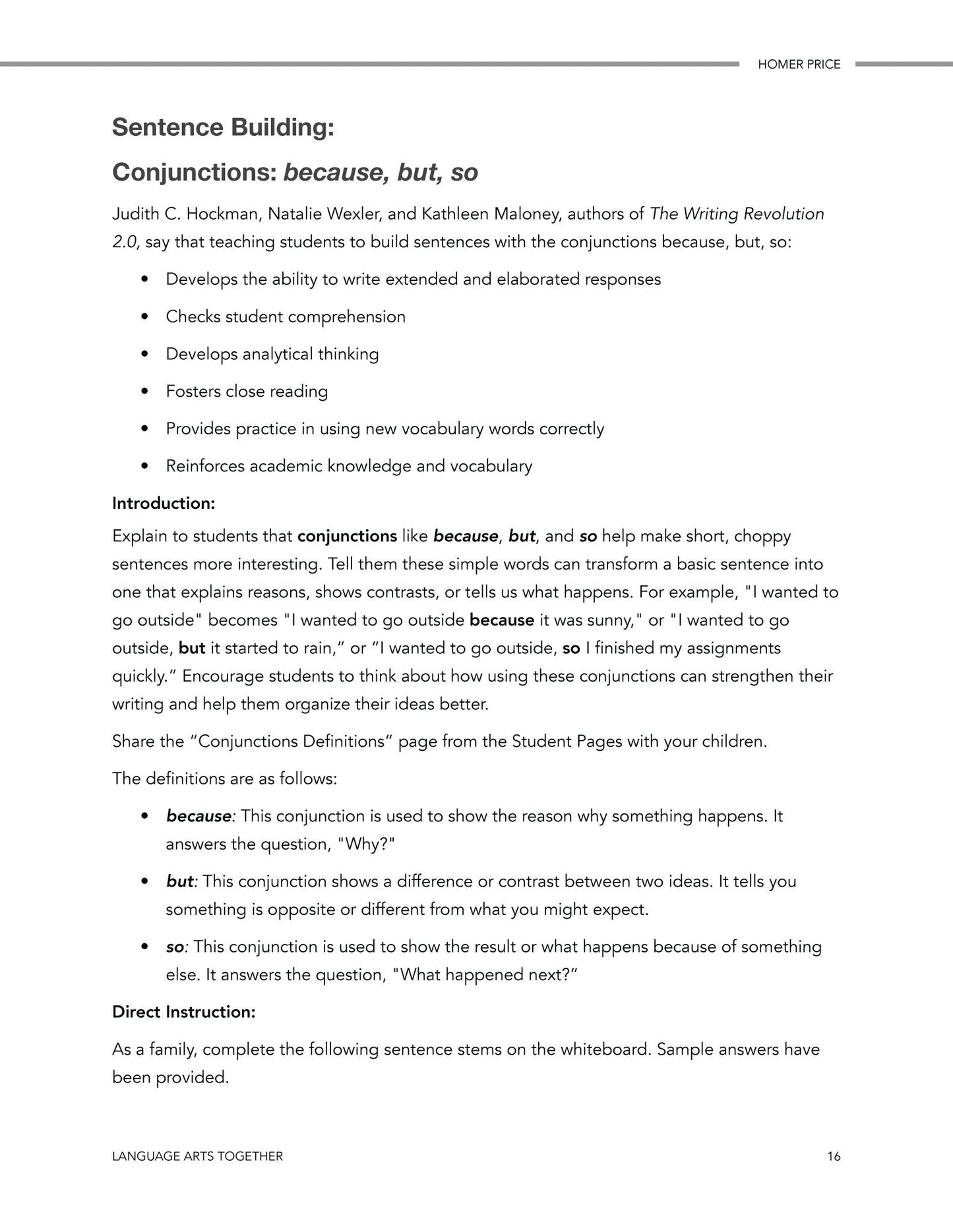 Homer Price Language Arts Together - Homeschool Better Together