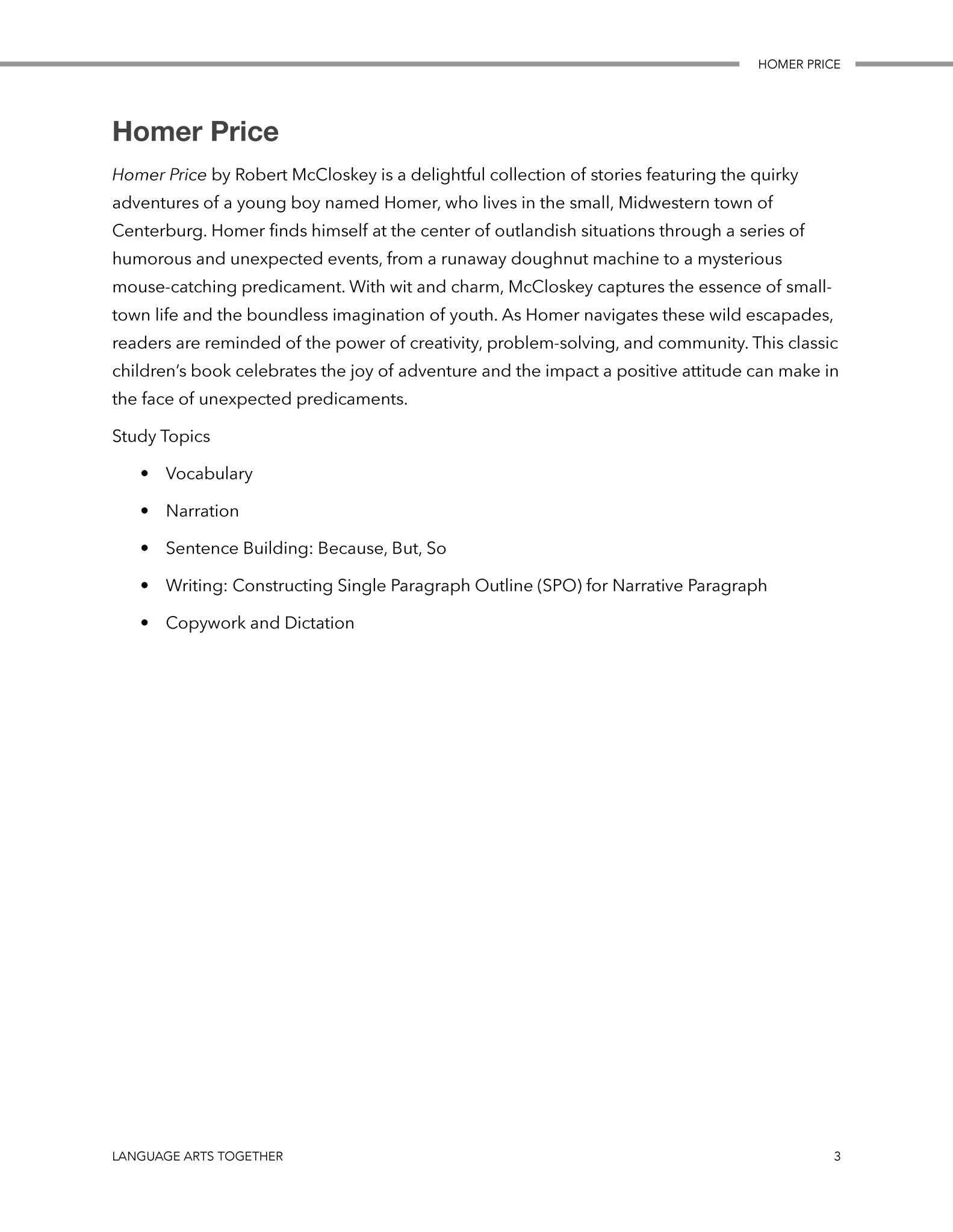 Homer Price Language Arts Together - Homeschool Better Together