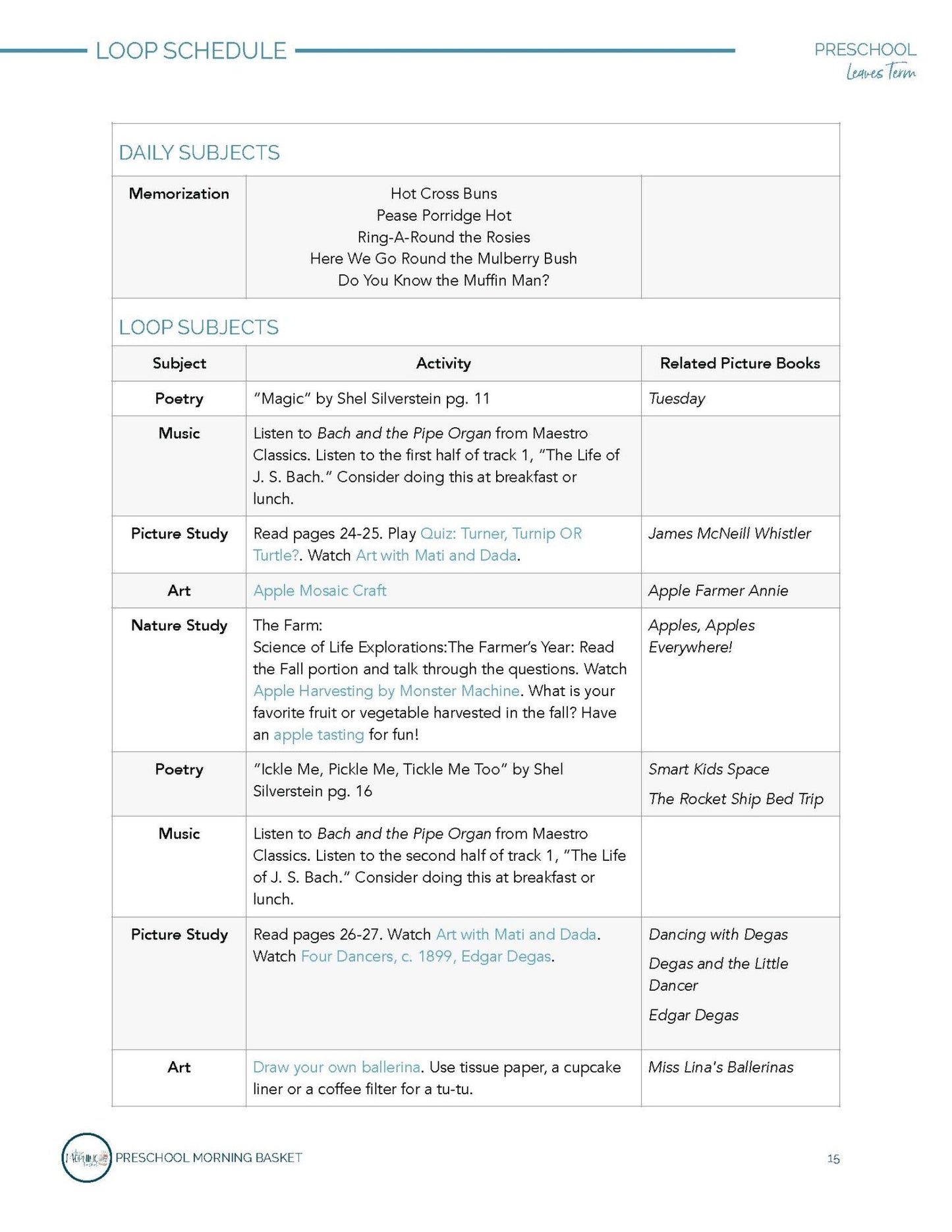 Leaves Term: Early Learner Morning Time Plans - Homeschool Better Together