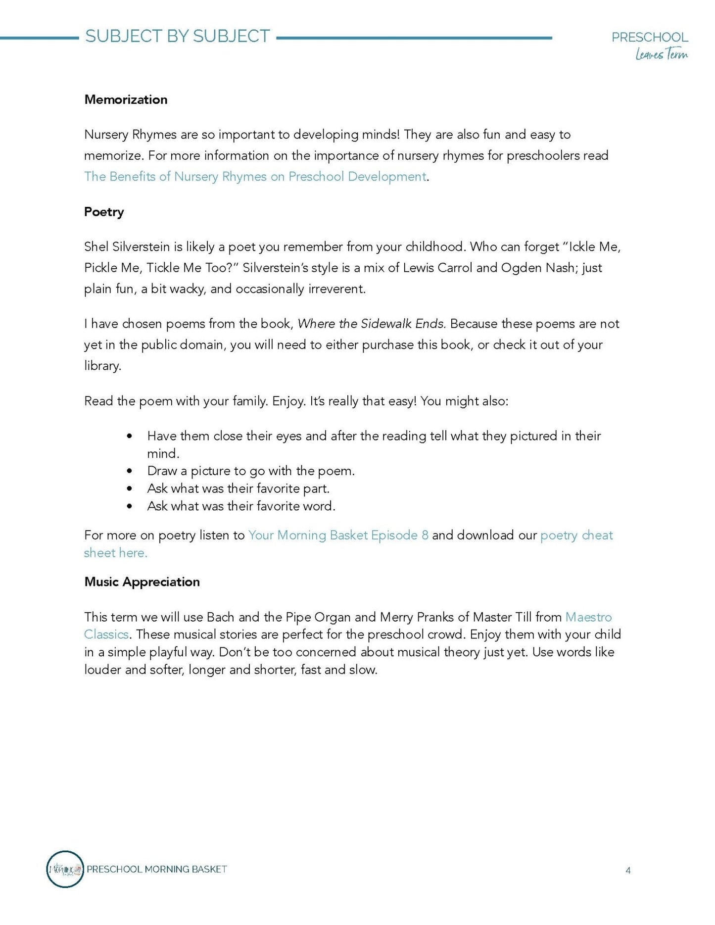 Leaves Term: Early Learner Morning Time Plans - Homeschool Better Together