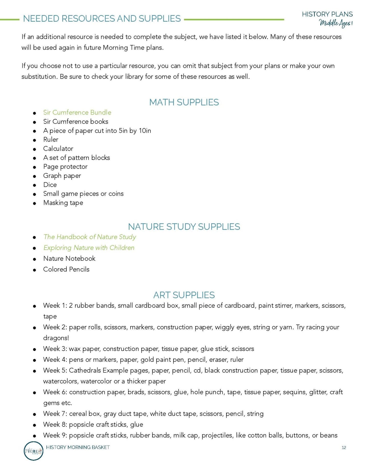Middle Ages Term 1 Morning Time Plans - Homeschool Better Together
