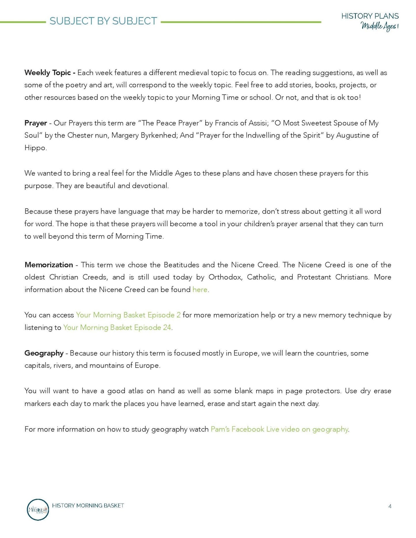Middle Ages Term 1 Morning Time Plans - Homeschool Better Together
