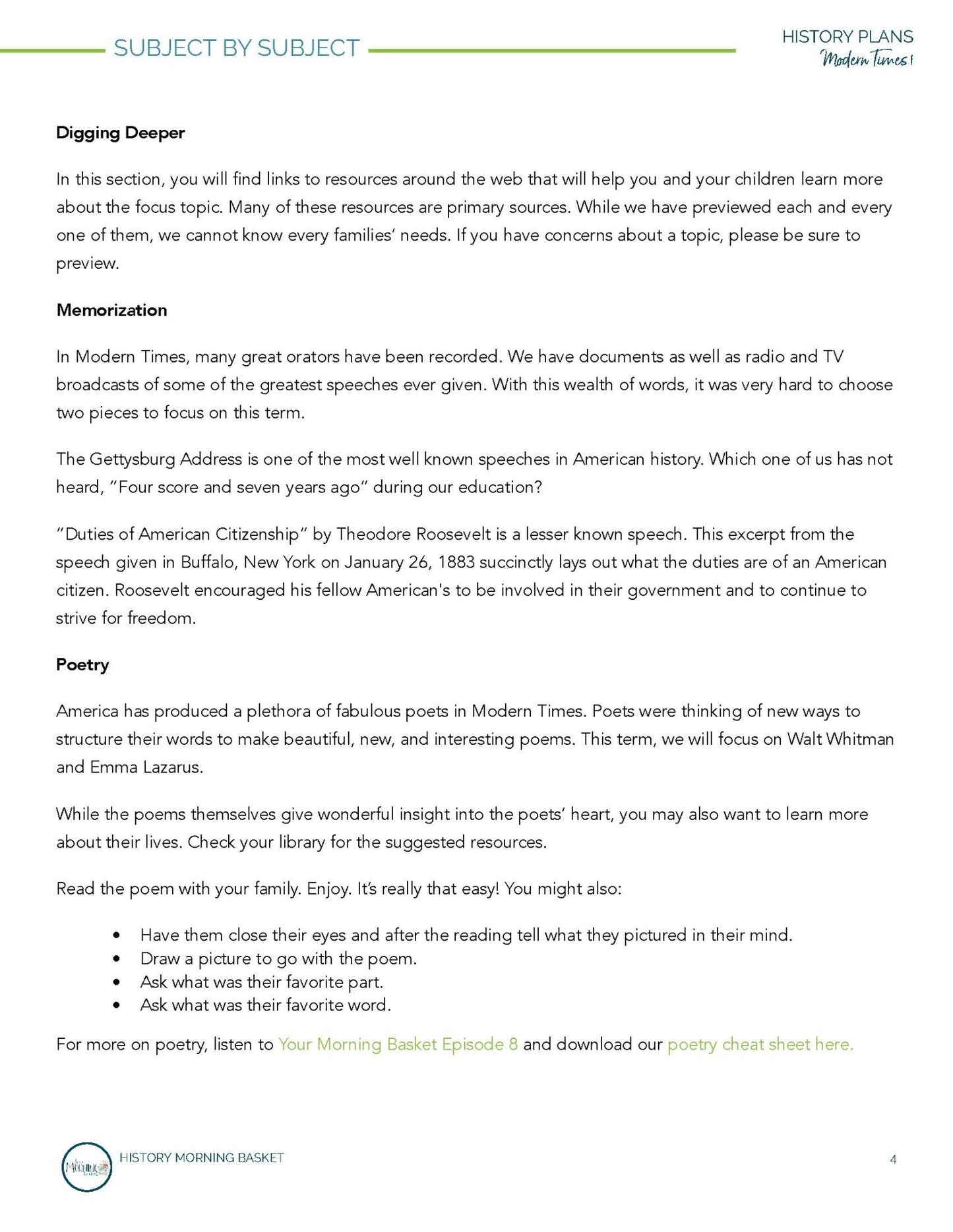 Modern Times Term 1 Morning Time Plans - Homeschool Better Together