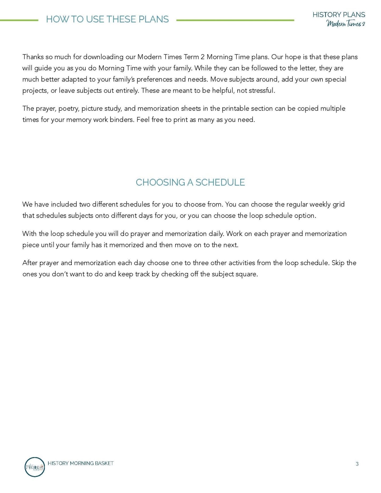 Modern Times Term 2 Morning Time Plans - Homeschool Better Together