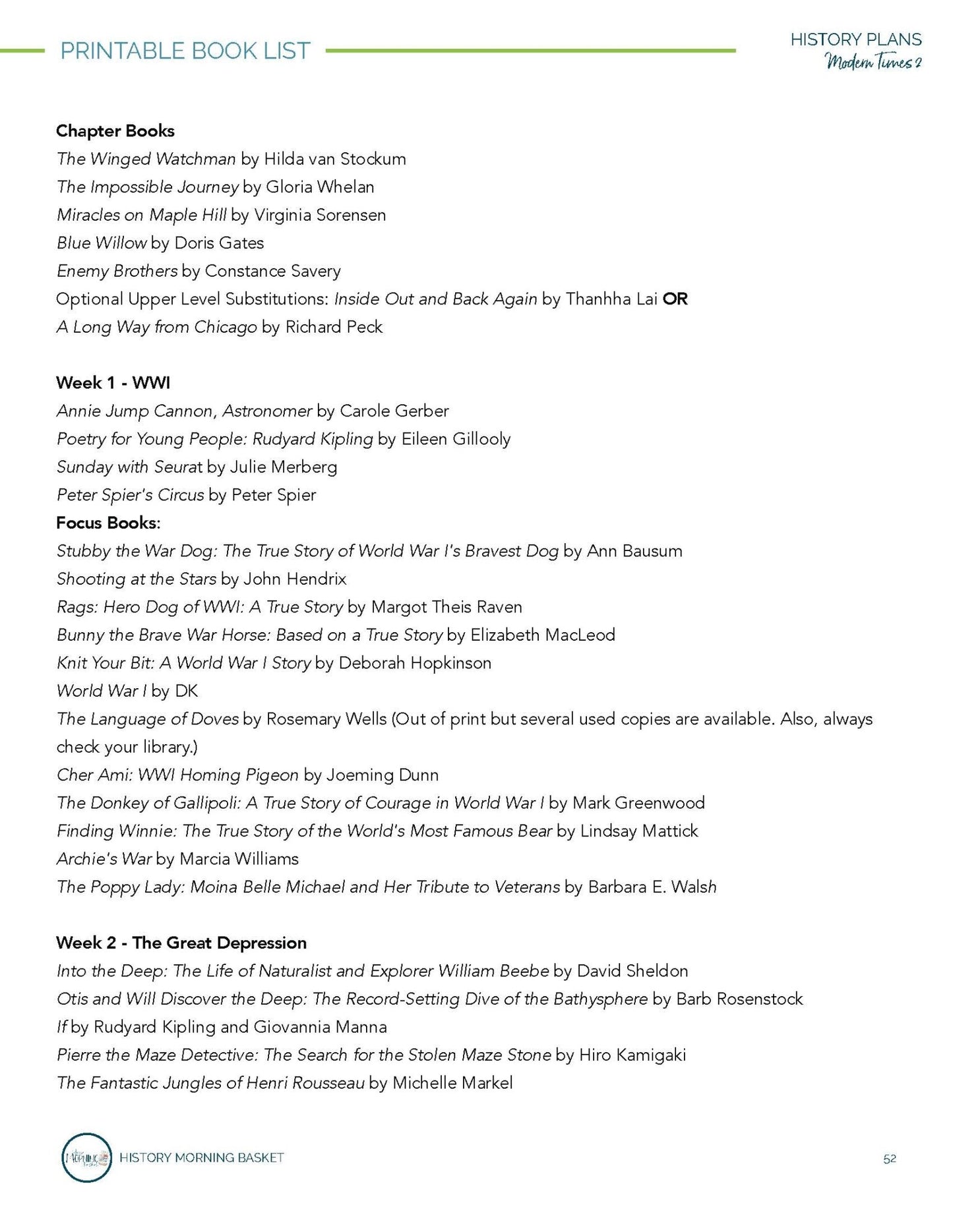 Modern Times Term 2 Morning Time Plans - Homeschool Better Together