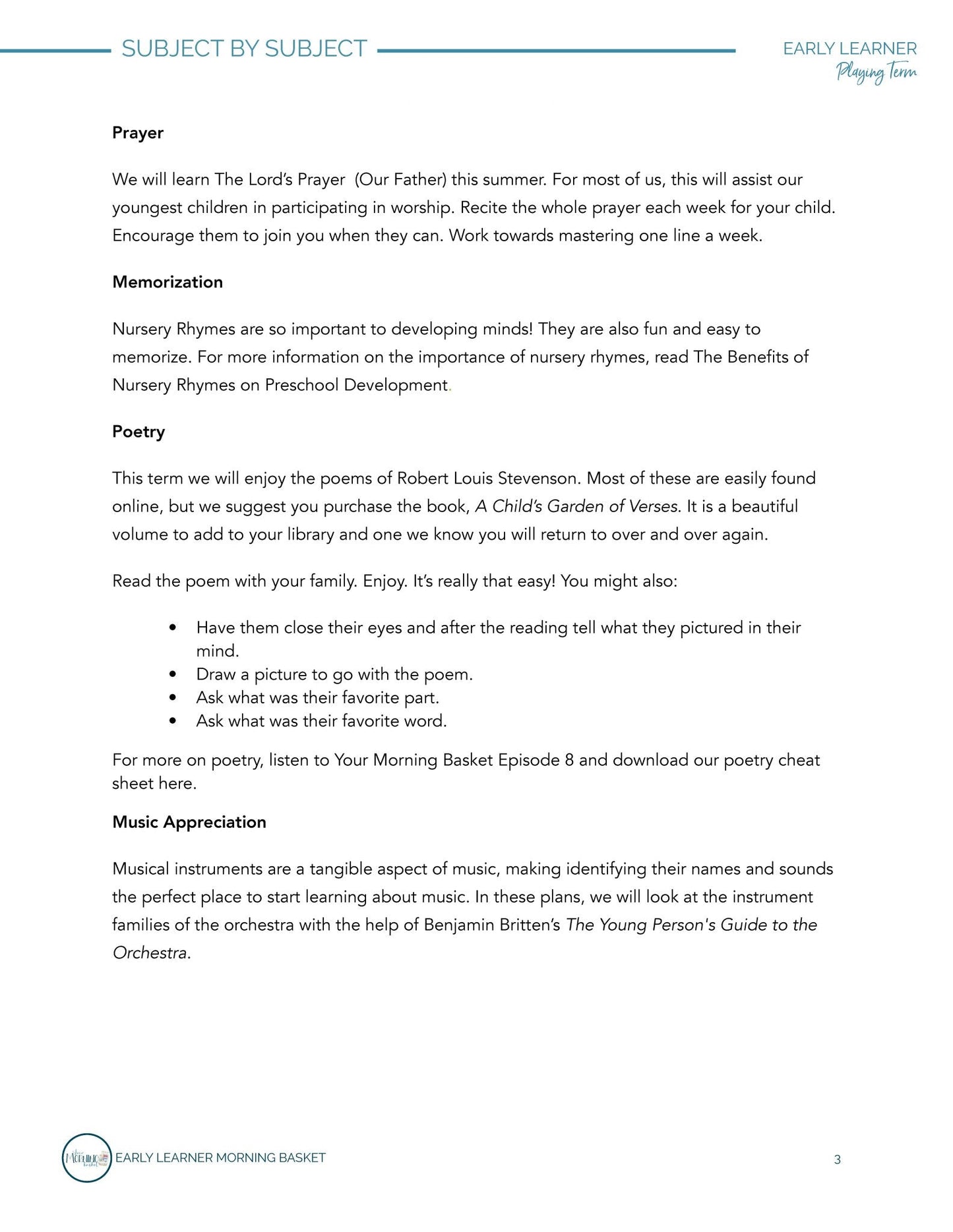 Playing Term: Early Learner Morning Time Plans - Homeschool Better Together