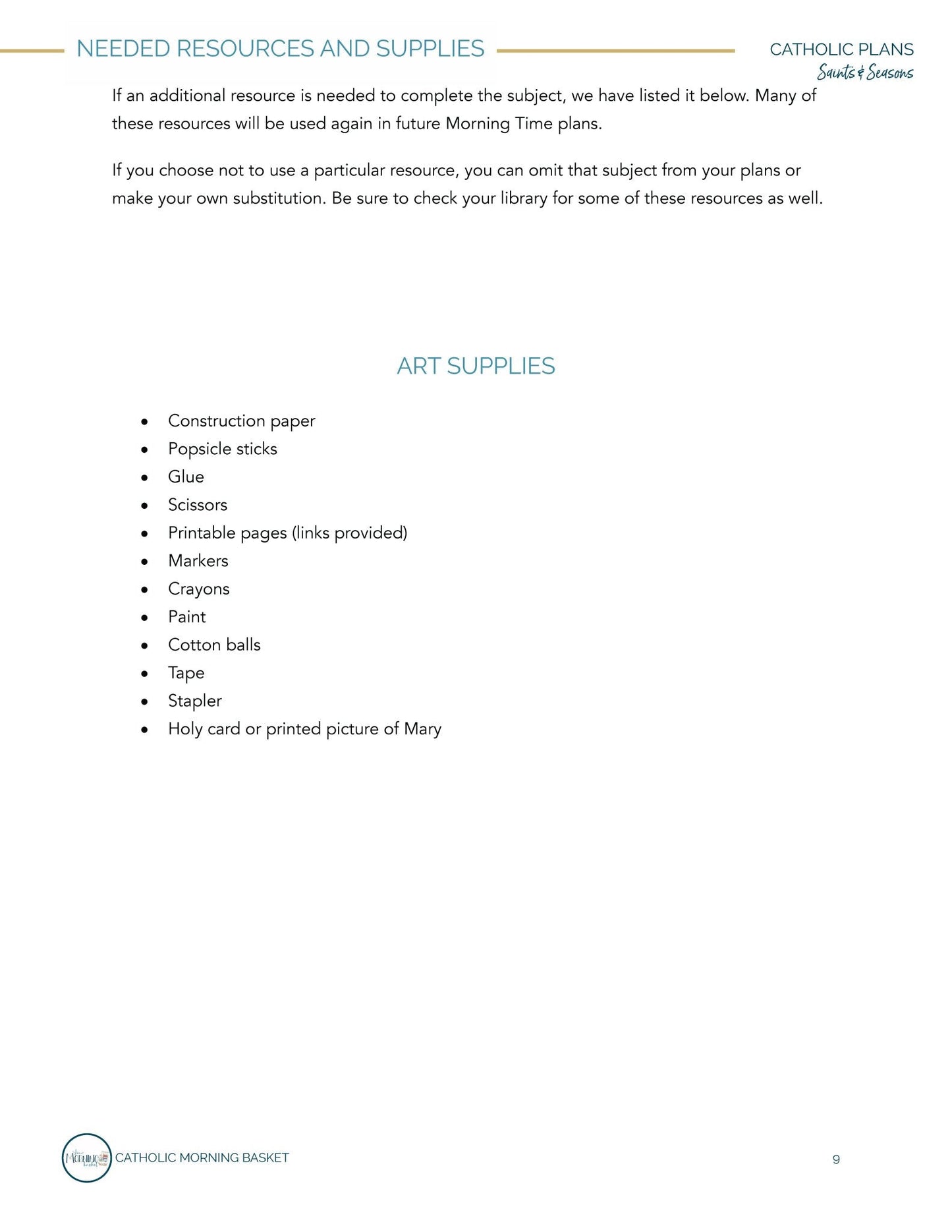 Saints and Seasons Morning Time Plans Vol. 1 - Homeschool Better Together