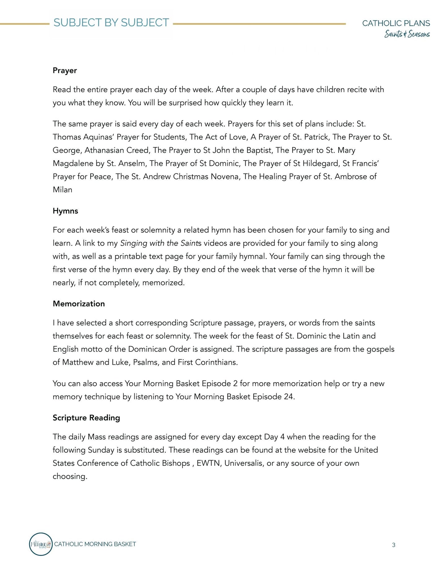 Saints and Seasons Morning Time Plans Vol. 1 - Homeschool Better Together