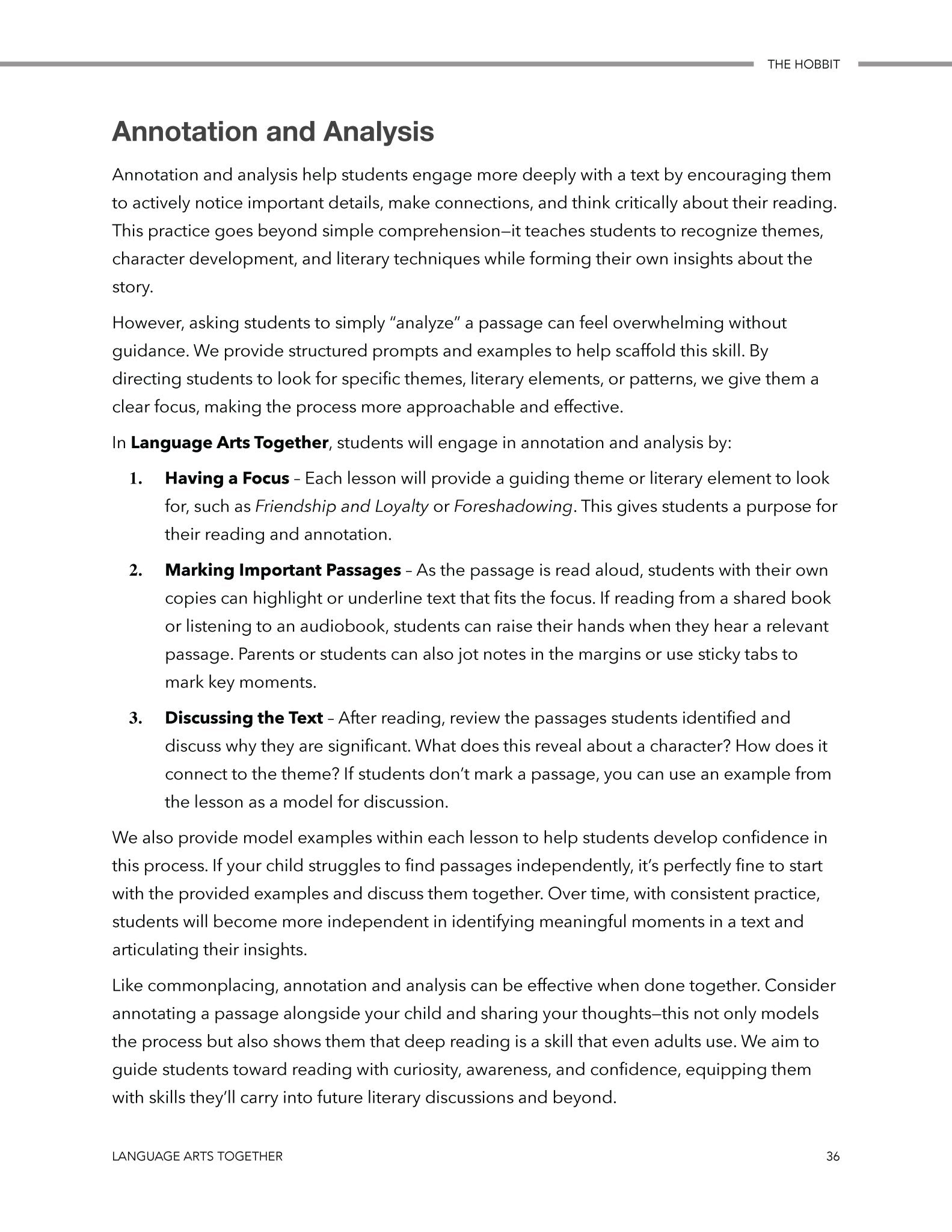 The Hobbit Middle School Language Arts Together - Homeschool Better Together