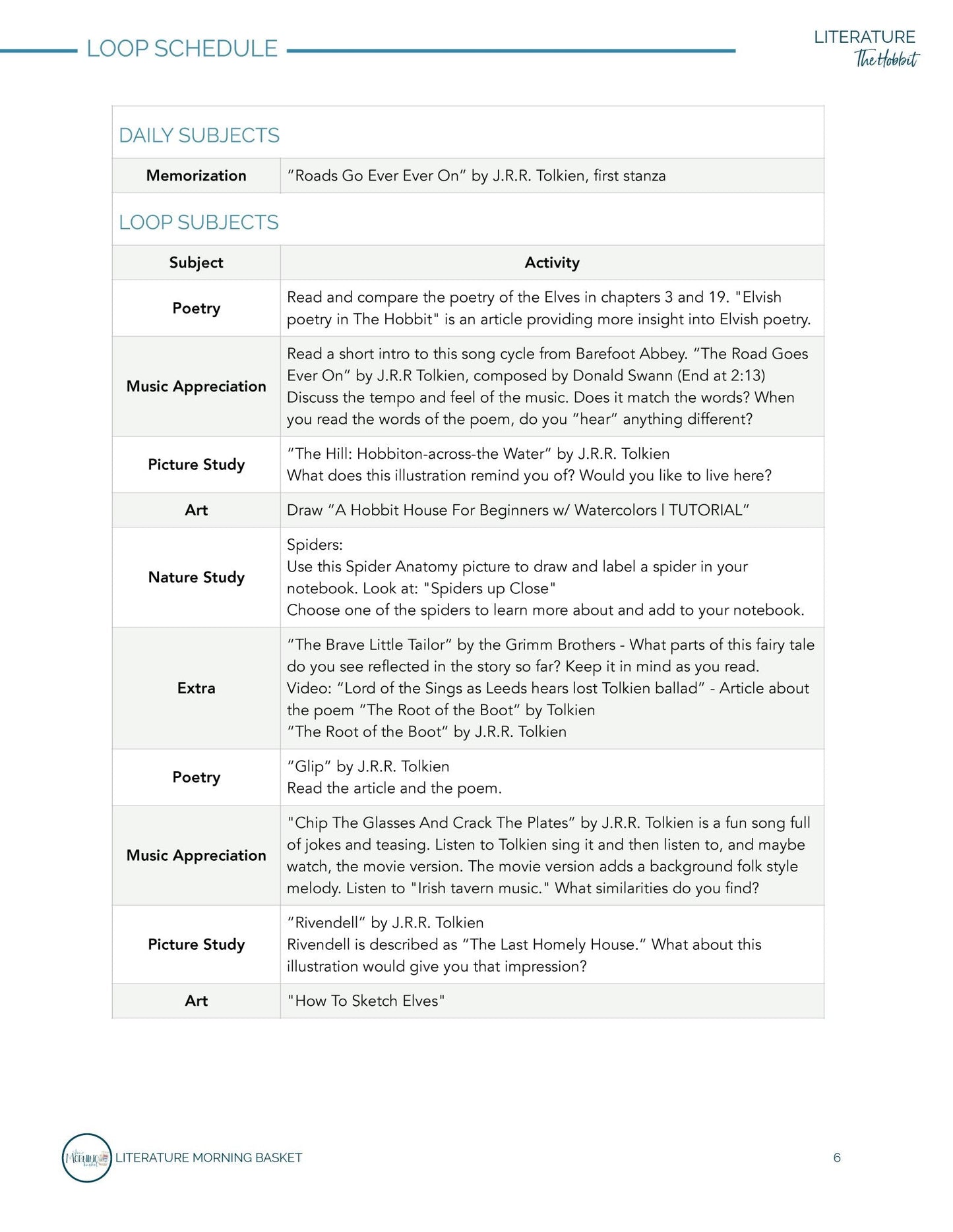 The Hobbit Morning Time Plans - Homeschool Better Together