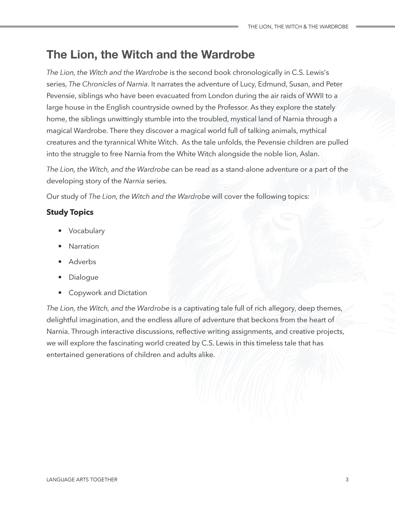 The Lion, the Witch, and the Wardrobe Language Arts Together - Homeschool Better Together