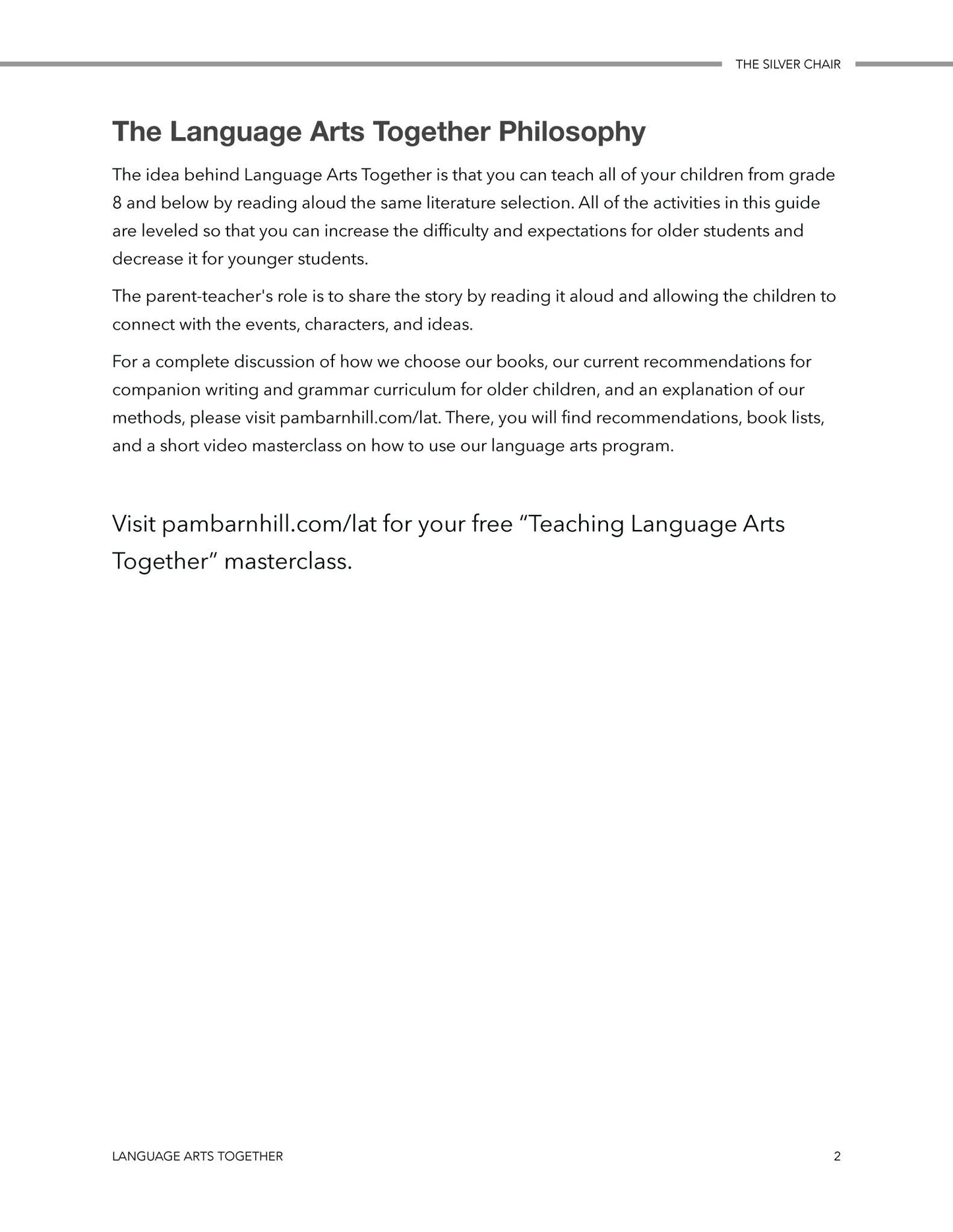 The Silver Chair Language Arts Together - Homeschool Better Together