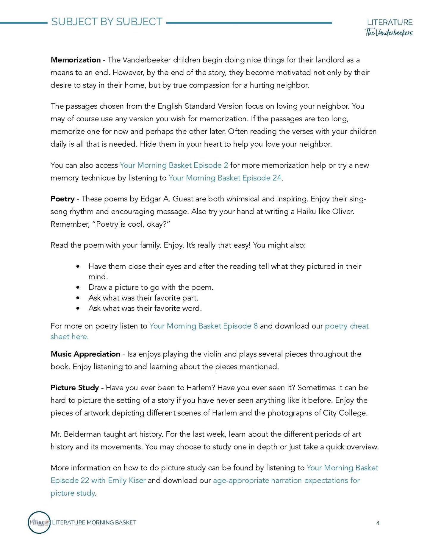 Vanderbeekers Morning Time Plans - Homeschool Better Together