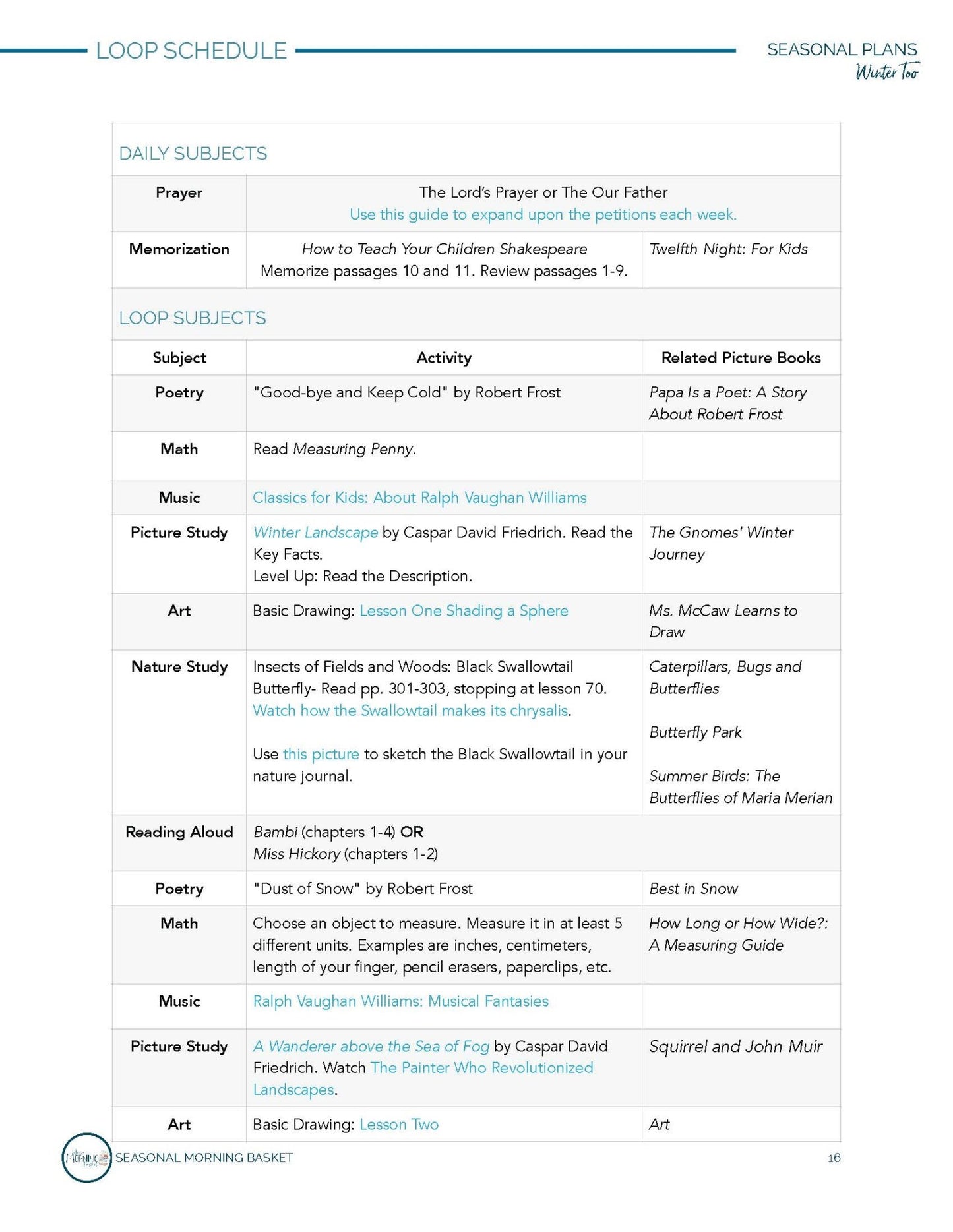 Winter Too Morning Time Plans - Homeschool Better Together