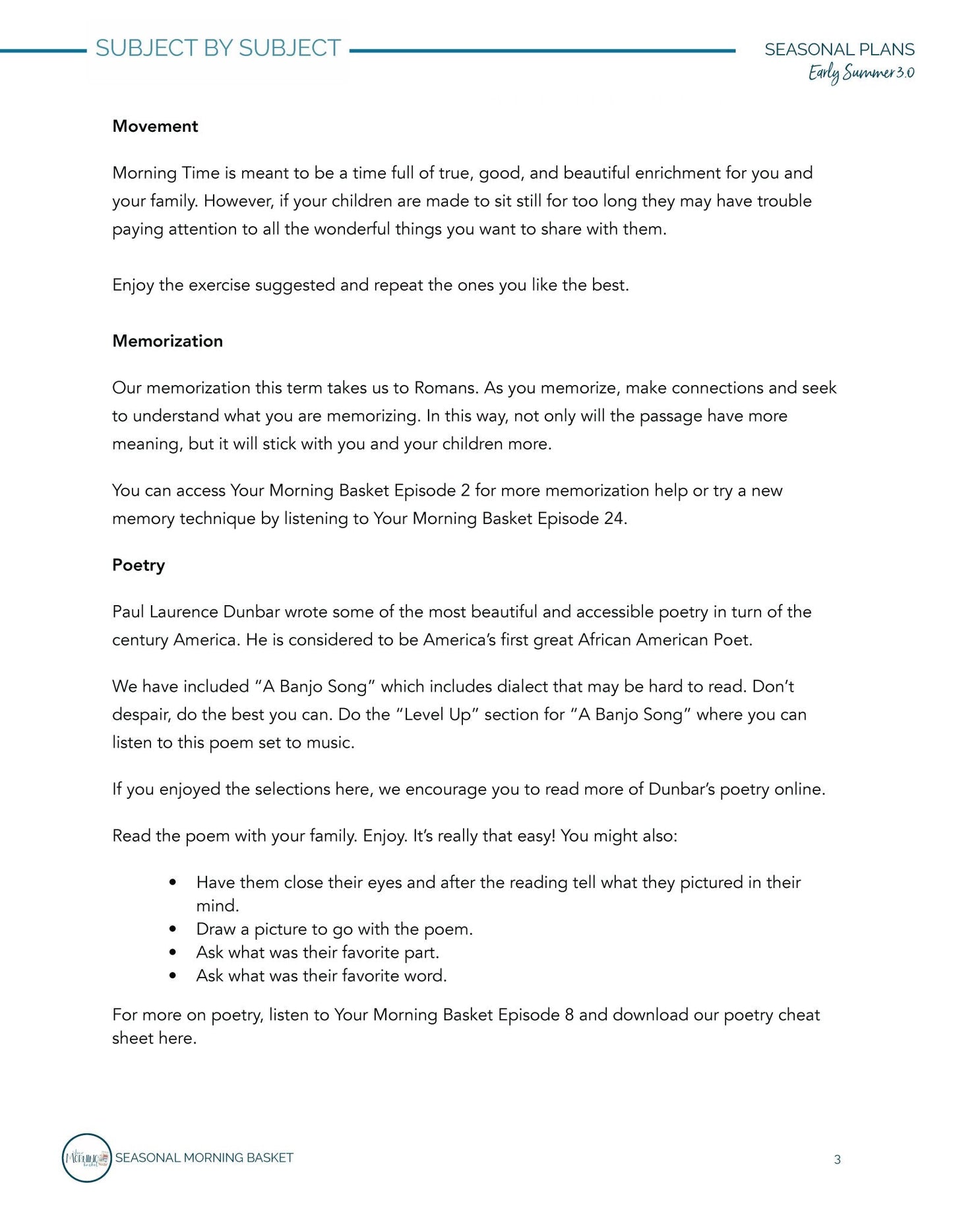 Early Summer 3.0 Morning Time Plans - Homeschool Better Together