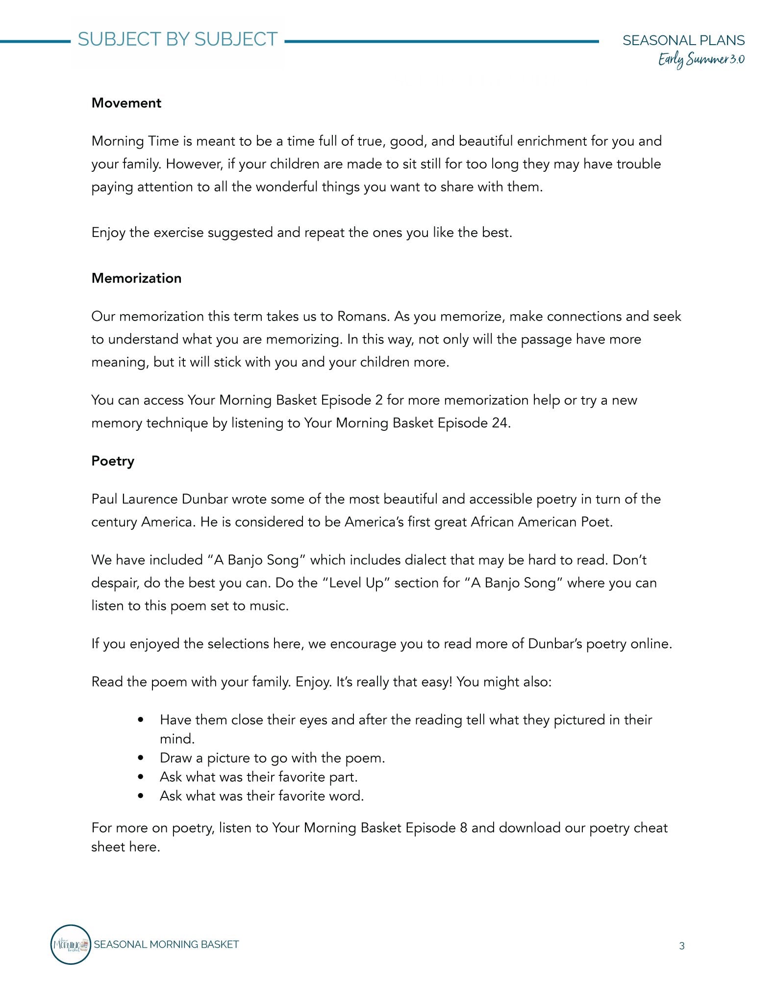 Early Summer 3.0 Morning Time Plans - Homeschool Better Together