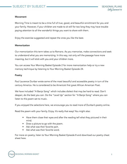 Early Summer 3.0 Morning Time Plans - Homeschool Better Together