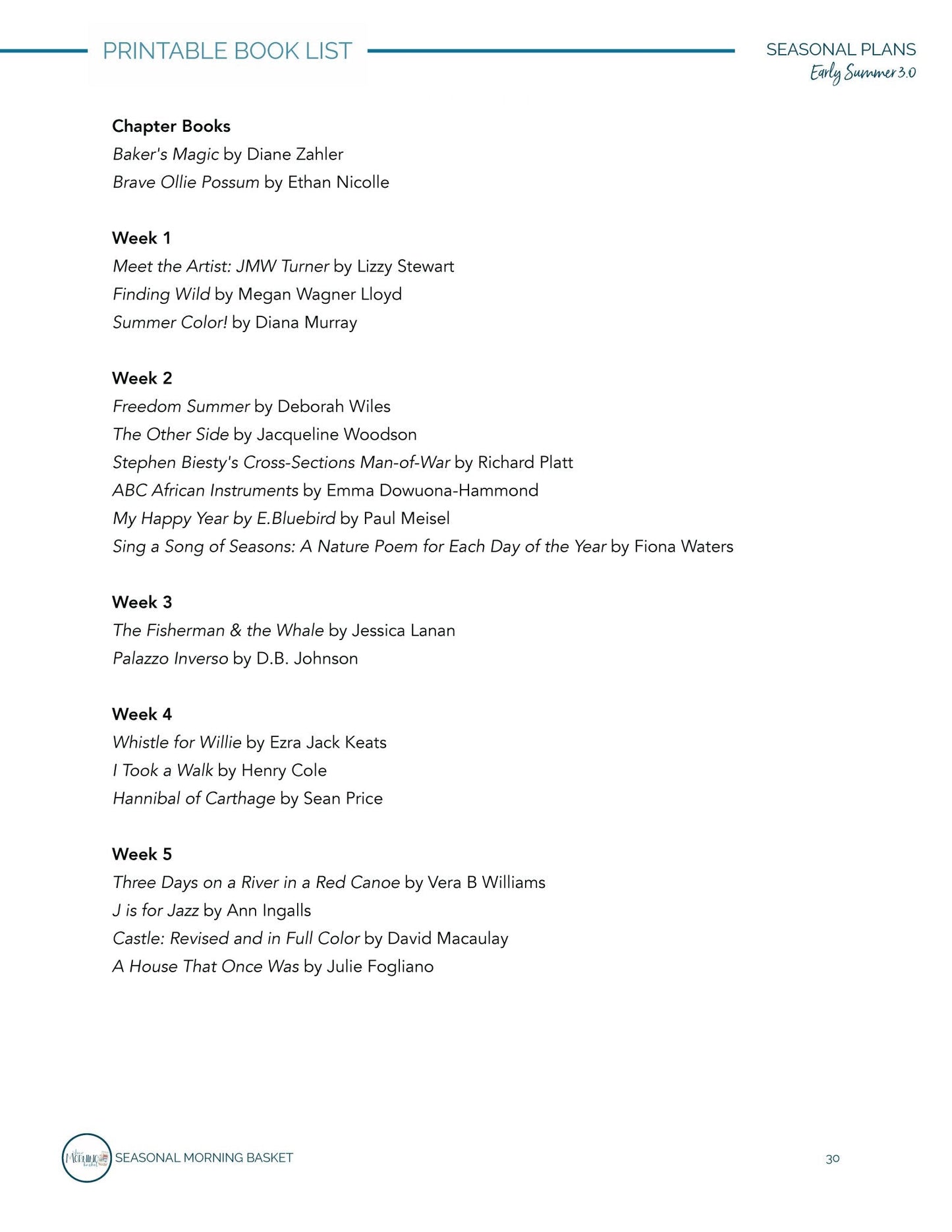 Early Summer 3.0 Morning Time Plans - Homeschool Better Together