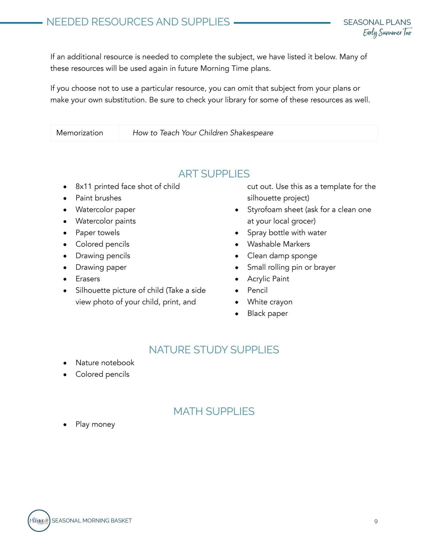 Early Summer Too Morning Time Plans - Homeschool Better Together