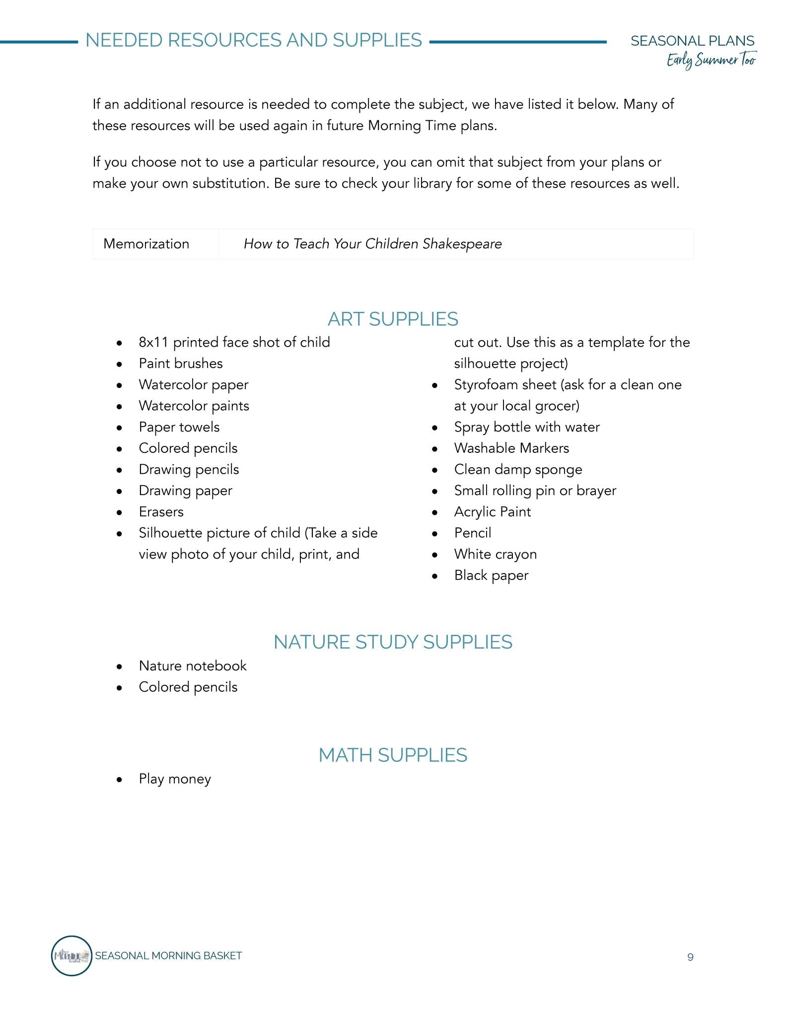 Early Summer Too Morning Time Plans - Homeschool Better Together