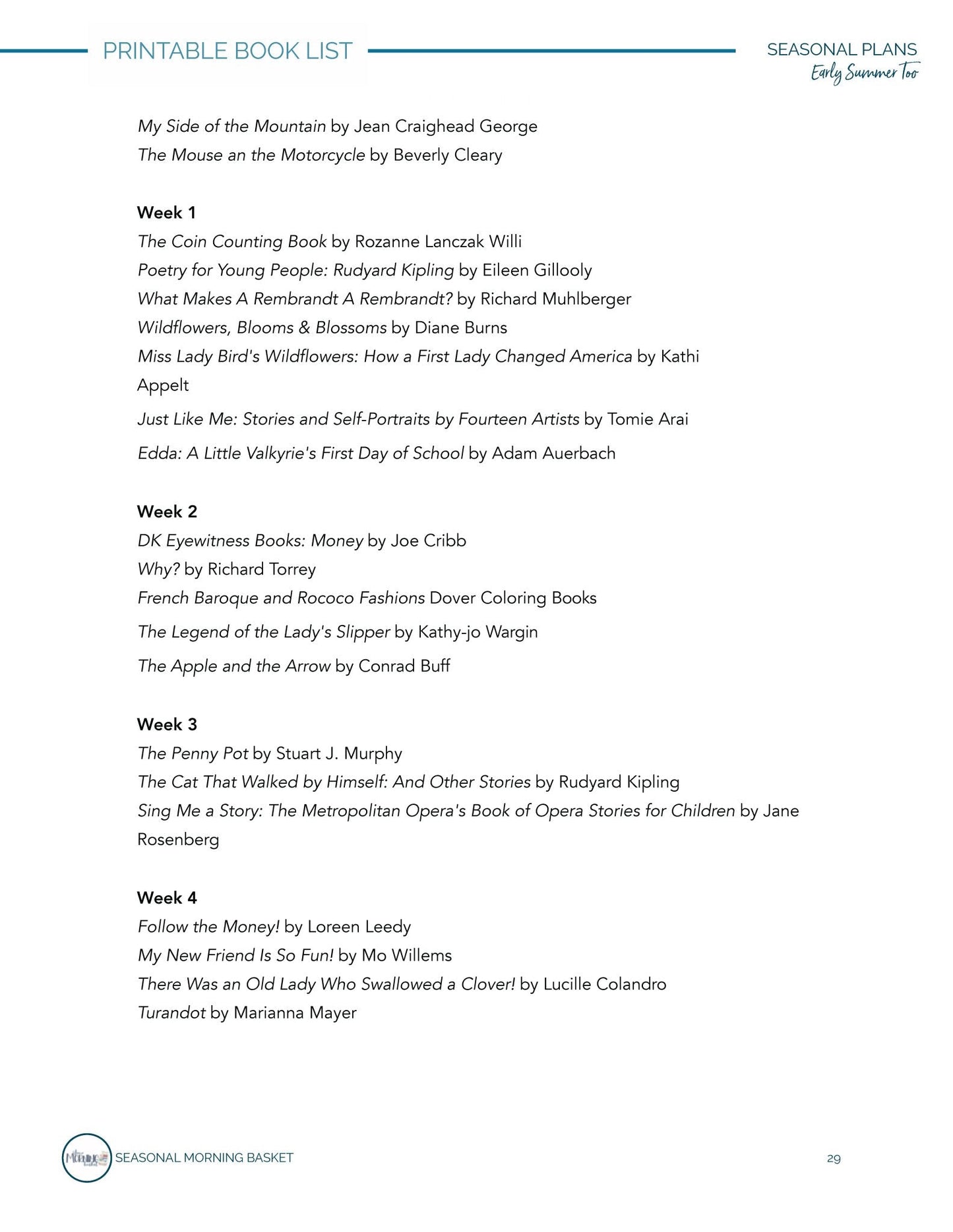 Early Summer Too Morning Time Plans - Homeschool Better Together