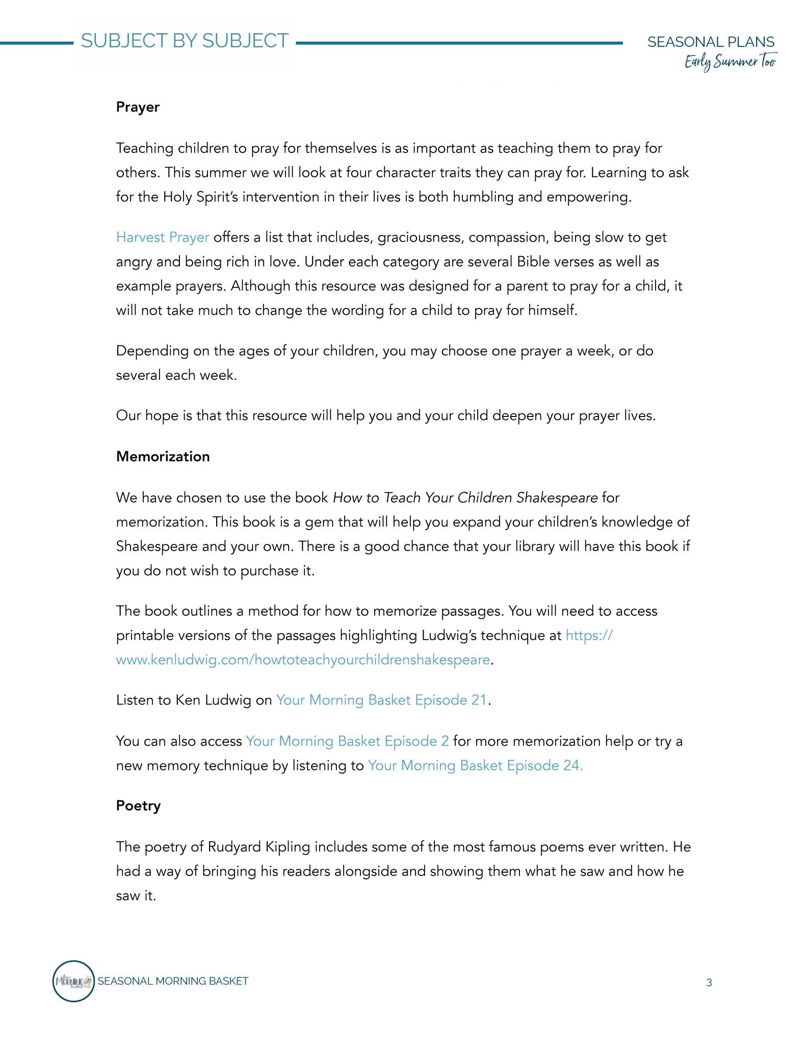 Early Summer Too Morning Time Plans - Homeschool Better Together