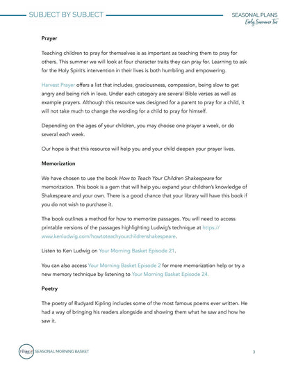 Early Summer Too Morning Time Plans - Homeschool Better Together