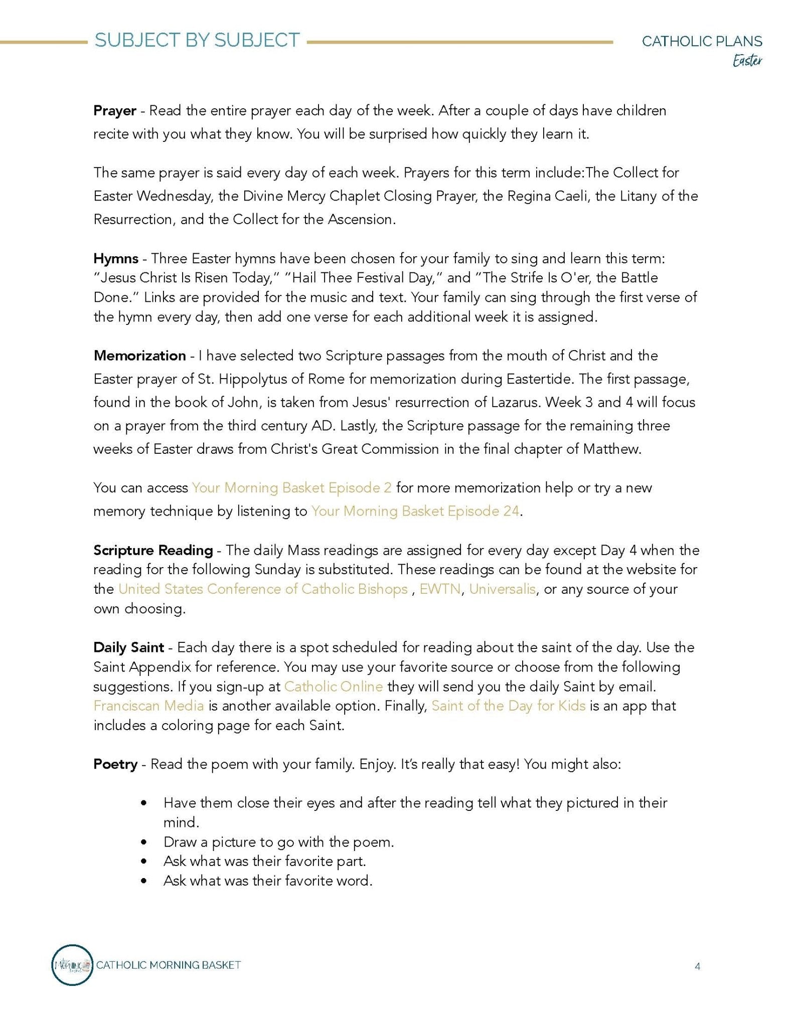 Easter Morning Time Plans - Homeschool Better Together