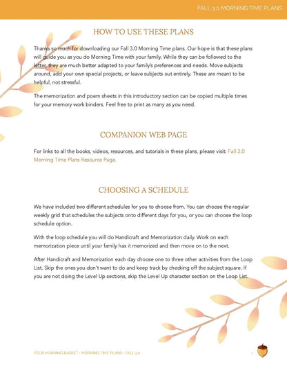 Fall 3.0 Morning Time Plans - Homeschool Better Together