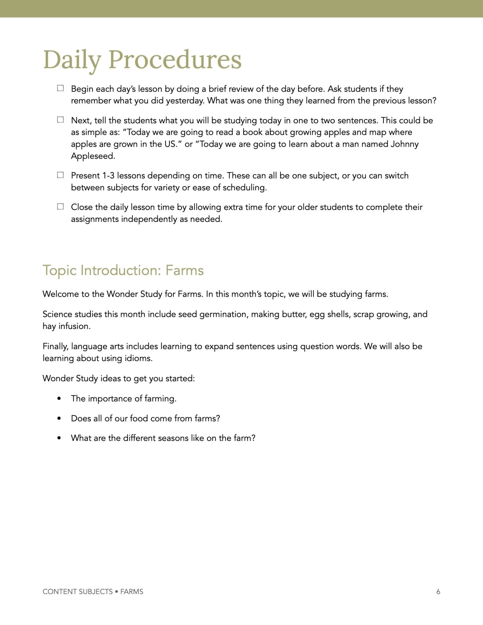 Farms Wonder Studies - Homeschool Better Together