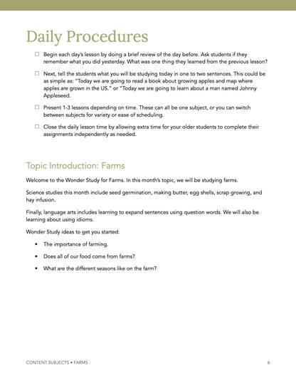 Farms Wonder Studies - Homeschool Better Together