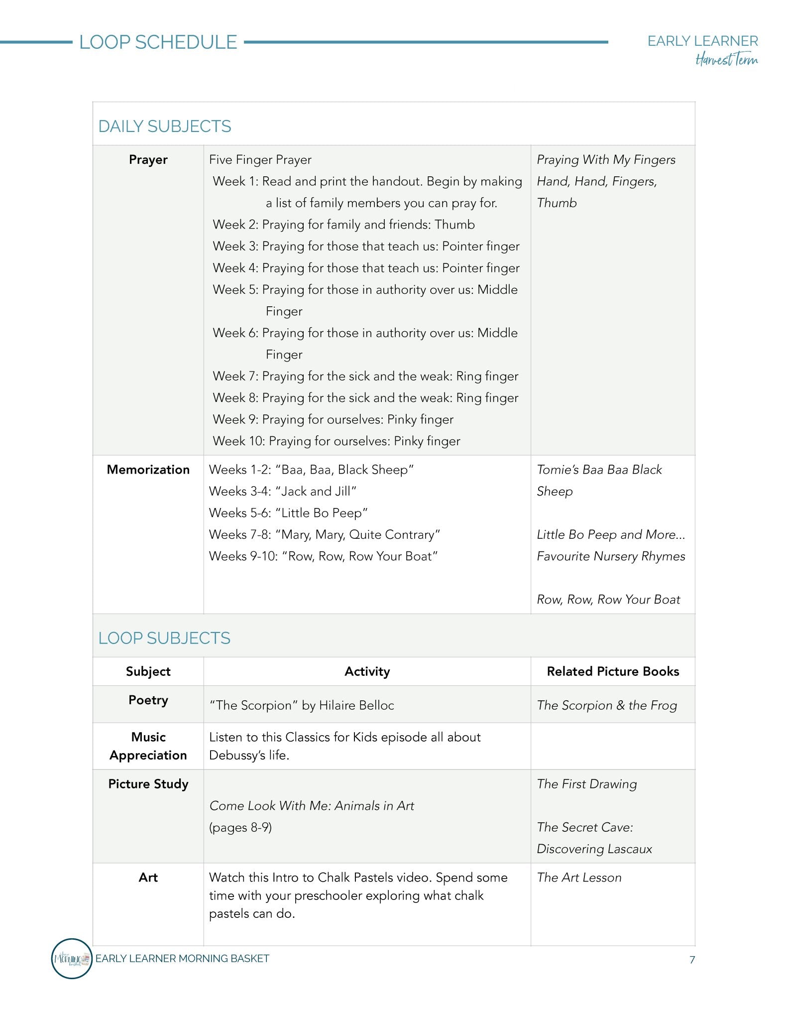 Harvest Term: Early Learner Morning Time Plans - Homeschool Better Together