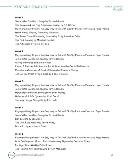Harvest Term: Early Learner Morning Time Plans - Homeschool Better Together