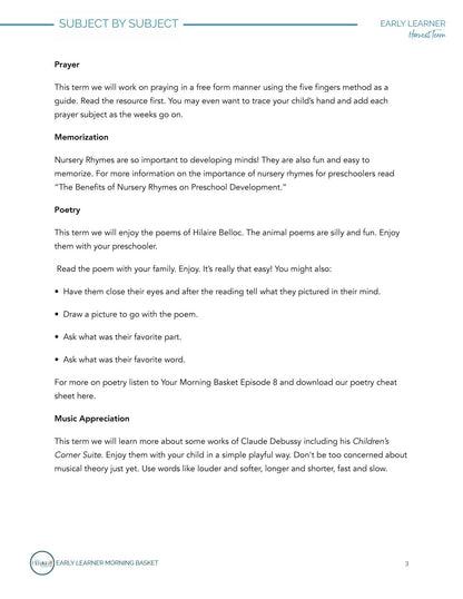Harvest Term: Early Learner Morning Time Plans - Homeschool Better Together