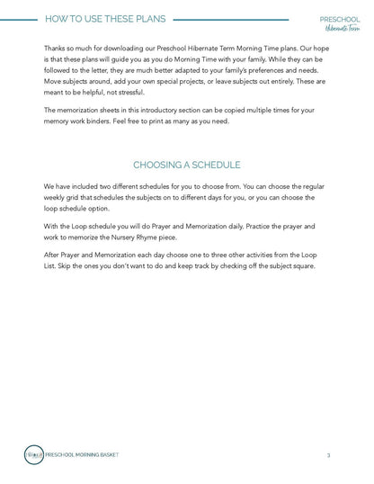 Hibernate Term: Early Learner Morning Time Plans - Homeschool Better Together